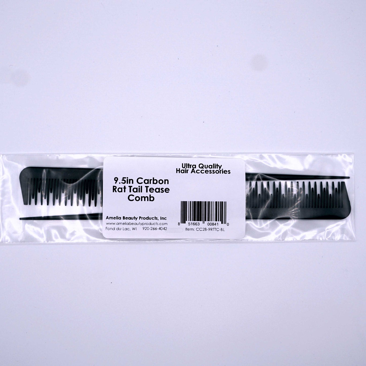 9.5in Rat Tail Tease Carbon Comb - CLOSEOUT, LIMITED STOCK AVAILABLE