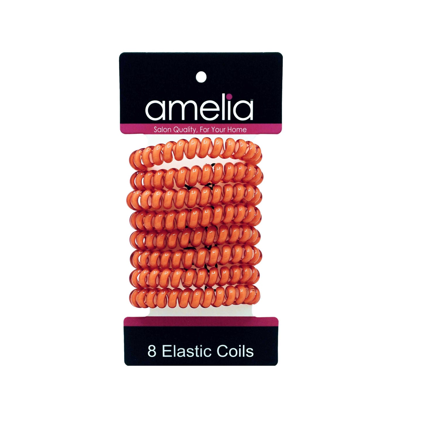 Amelia Beauty Products 8 Medium Elastic Hair Coils, 2.0in Diameter Thick Spiral Hair Ties, Gentle on Hair, Strong Hold and Minimizes Dents and Creases, Cherry