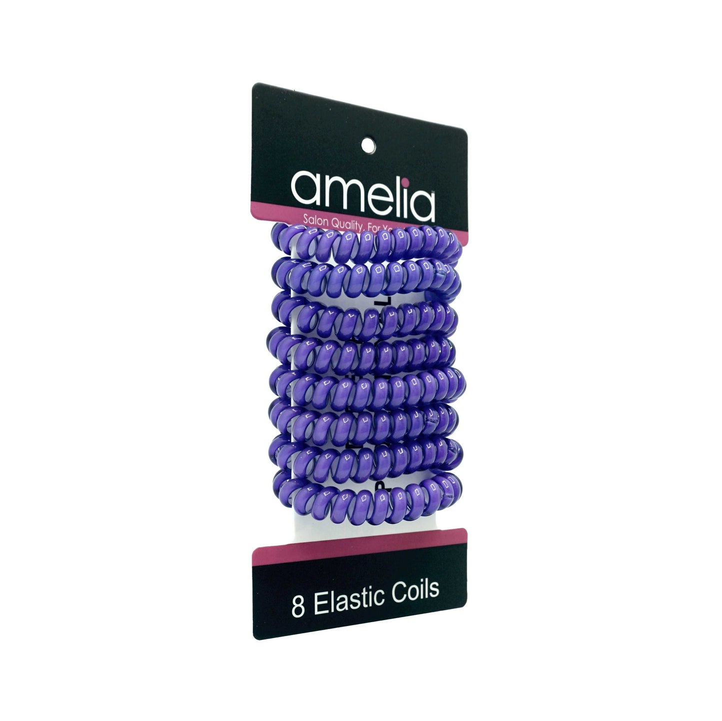 Amelia Beauty Products 8 Medium Elastic Hair Coils, 2.0in Diameter Thick Spiral Hair Ties, Gentle on Hair, Strong Hold and Minimizes Dents and Creases, Violet