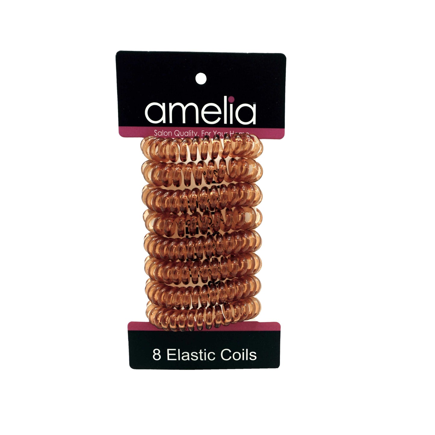 Amelia Beauty Products 8 Small Elastic Hair Coils, 1.5in Diameter Thick Spiral Hair Ties, Gentle on Hair, Strong Hold and Minimizes Dents and Creases, Brown