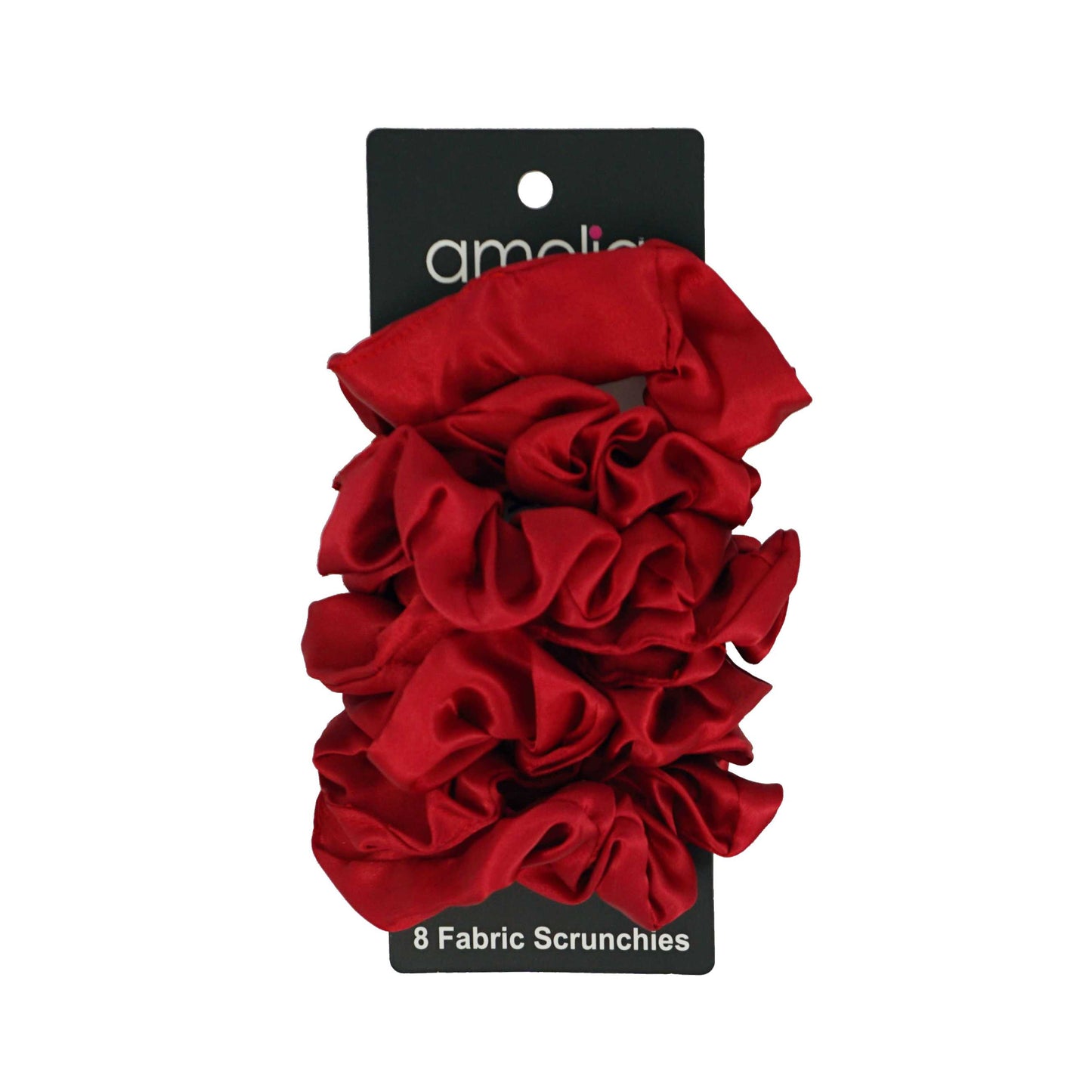 Amelia Beauty Products, Burnt Red Satin Scrunchies, 3.5in Diameter, Gentle on Hair, Strong Hold, No Snag, No Dents or Creases. 8 Pack