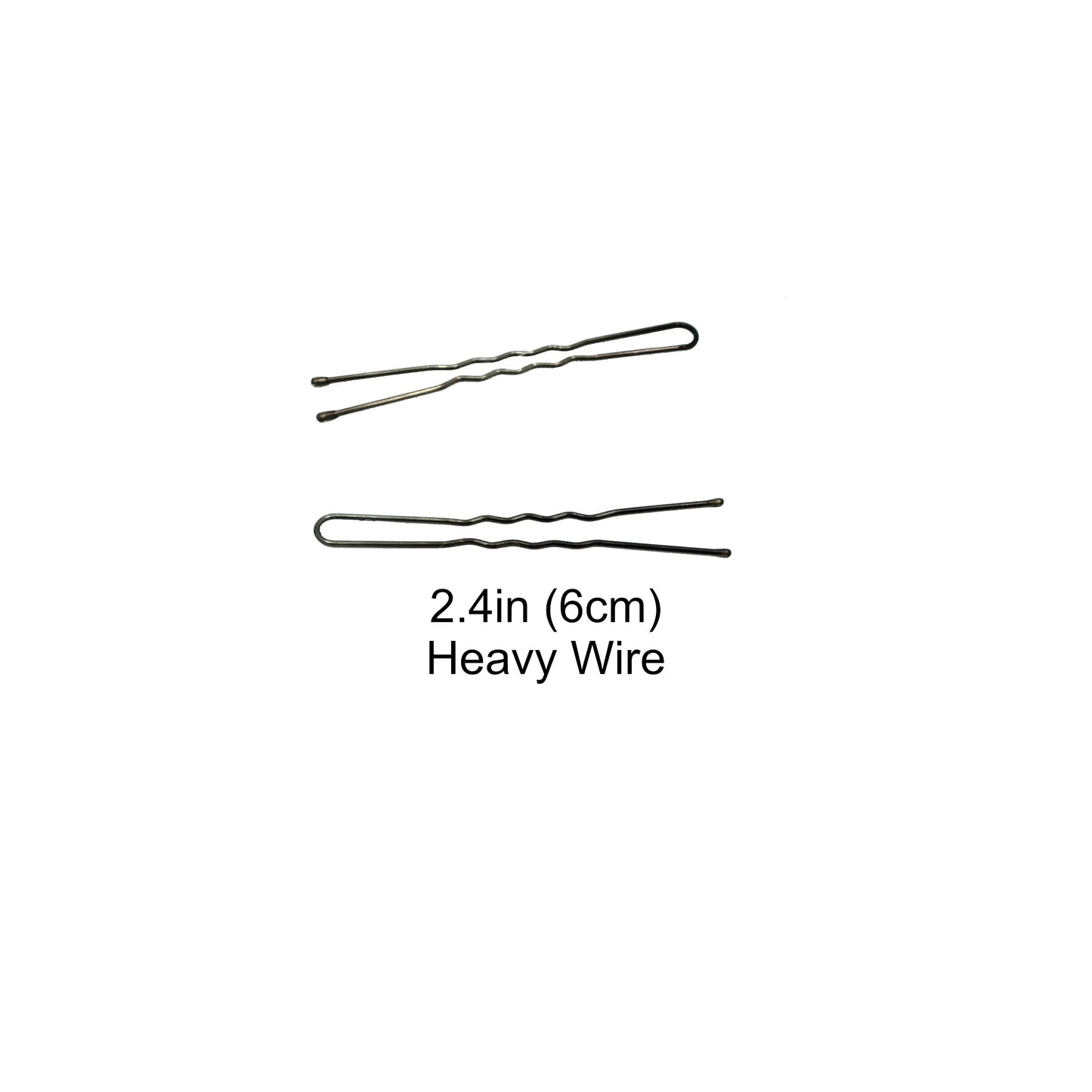400, Black, 2.4in (6.0cm), Italian Made Heavy Waved Hair Pins, Recloseable Stay Clean and Organized Container