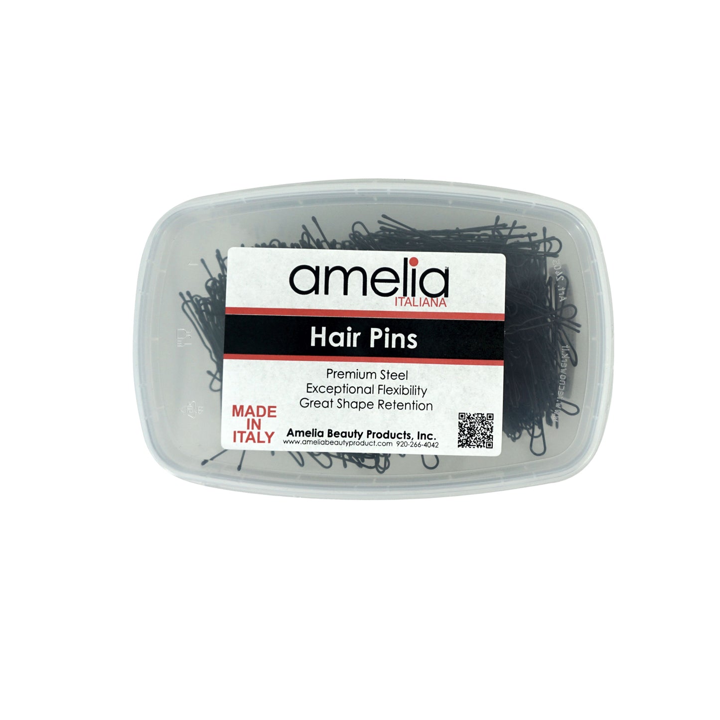 600, Black, 2.4in (6.0cm), Italian Made Waved Hair Pins, Recloseable Stay Clean and Organized Container