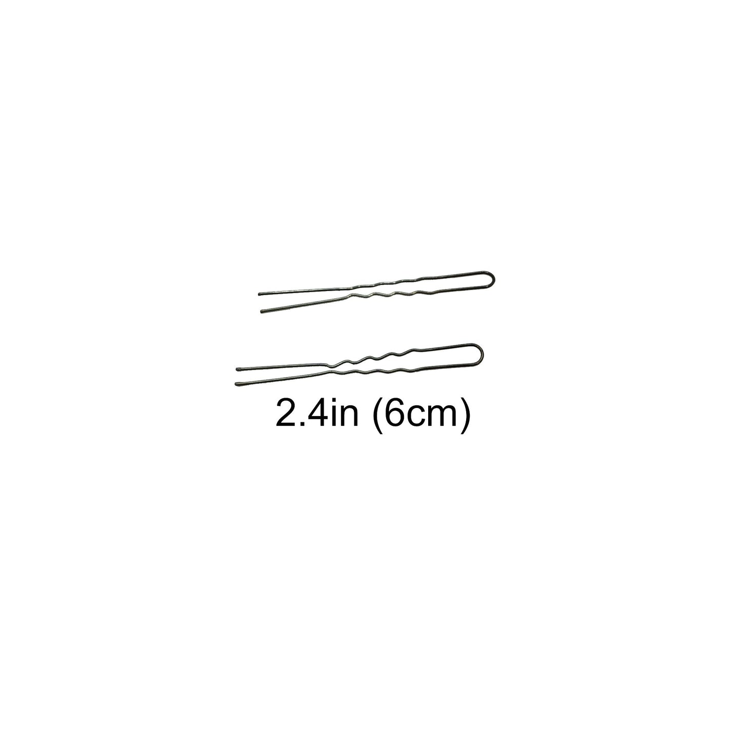 600, Black, 2.4in (6.0cm), Italian Made Waved Hair Pins, Recloseable Stay Clean and Organized Container