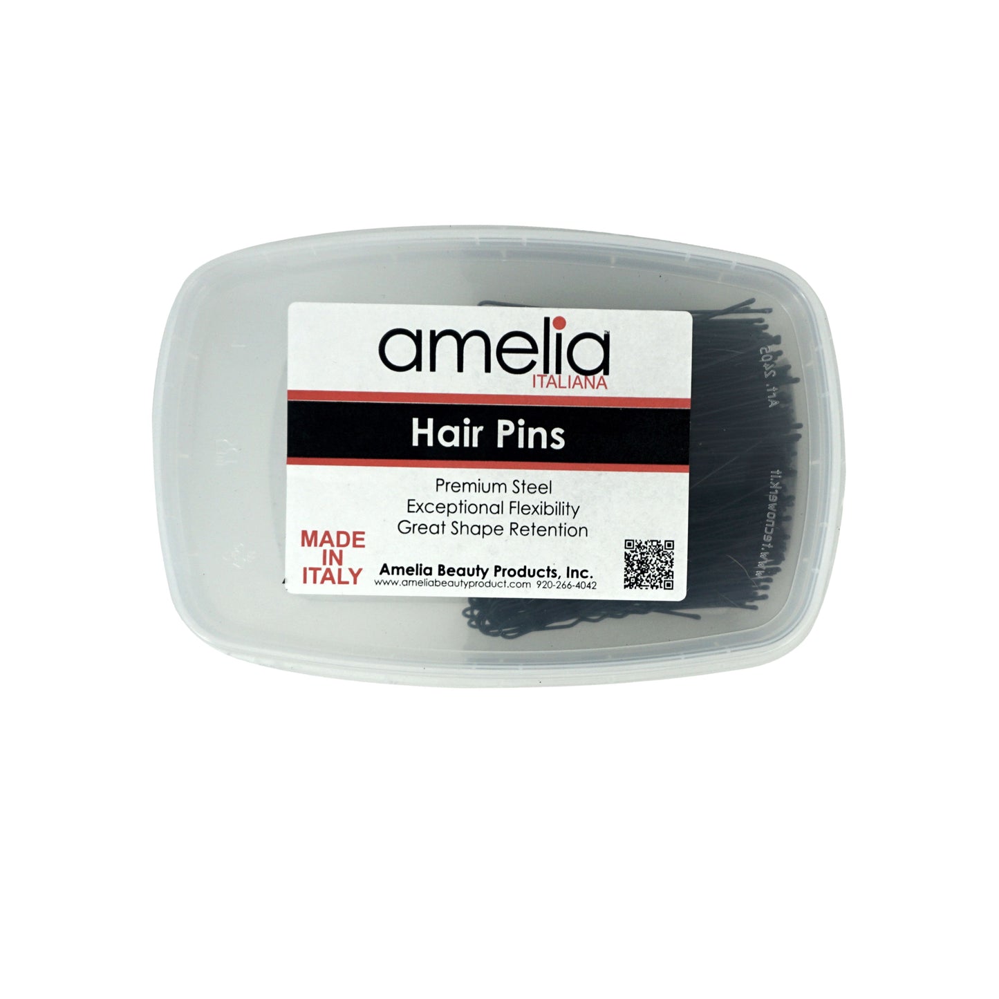 280, Black, 2.8in (7.0cm), Italian Made Waved Hair Pins, Recloseable Stay Clean and Organized Container