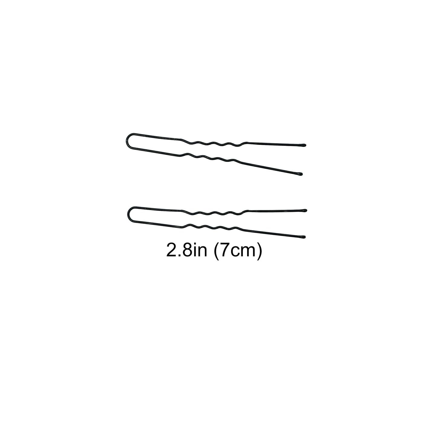 280, Black, 2.8in (7.0cm), Italian Made Waved Hair Pins, Recloseable Stay Clean and Organized Container