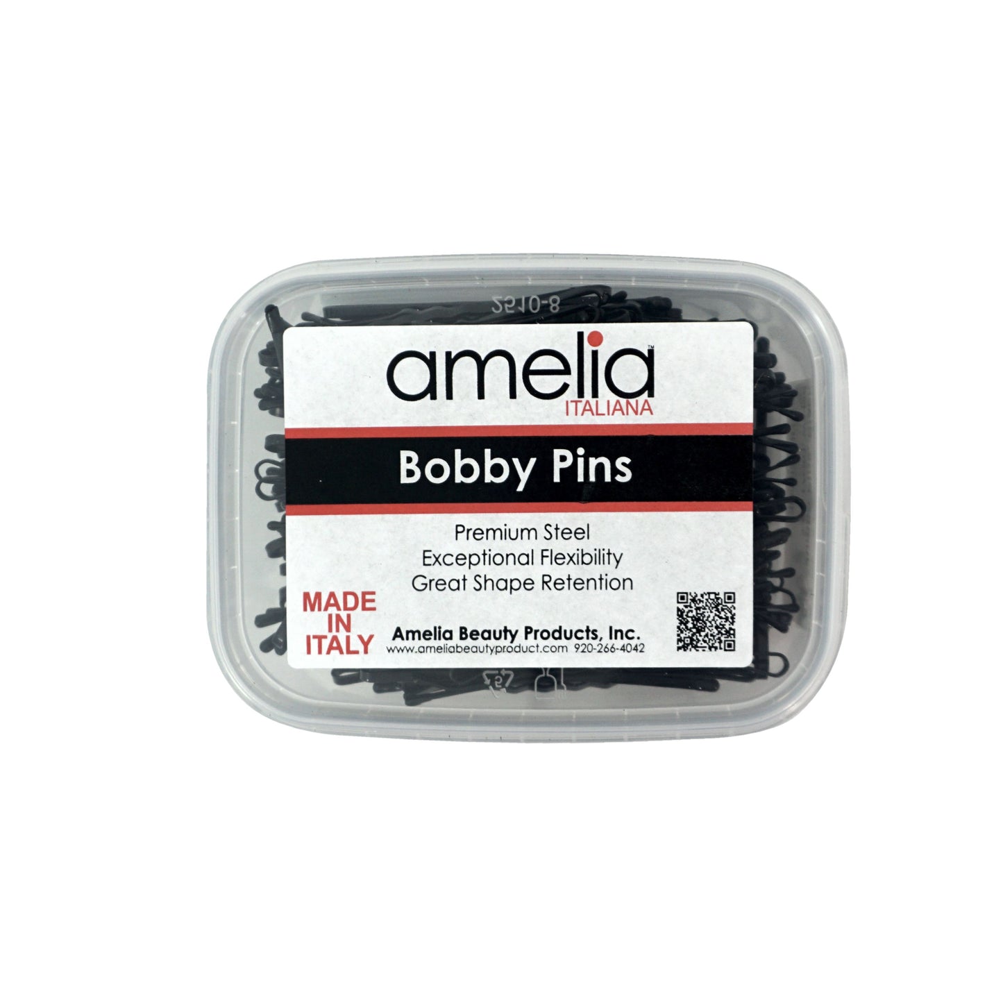 180, Black, 2.8in (7.0cm), Italian Made Jumbo Bobby Pins, Recloseable Stay Clean and Organized Container