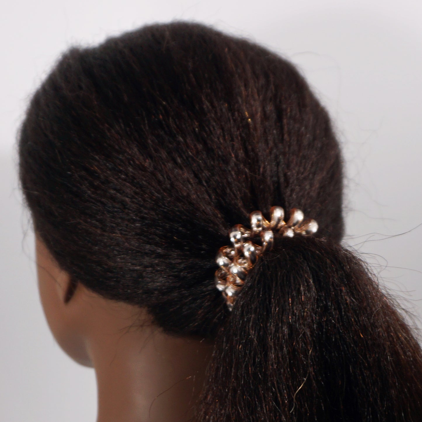 Amelia Beauty Products 8 Large Smooth Shiny Center Elastic Hair Coils, 2. 5in Diameter Thick Spiral Hair Ties, Gentle on Hair, Strong Hold and Minimizes Dents and Creases, Gold