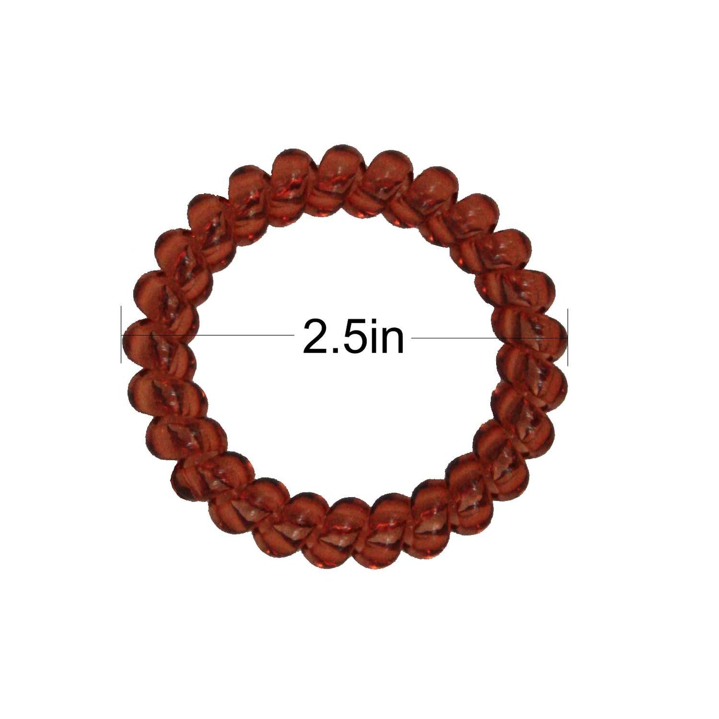Amelia Beauty Products 8 Large Smooth Elastic Hair Coils, 2. 5in Diameter Thick Spiral Hair Ties, Gentle on Hair, Strong Hold and Minimizes Dents and Creases, Clear and Brown