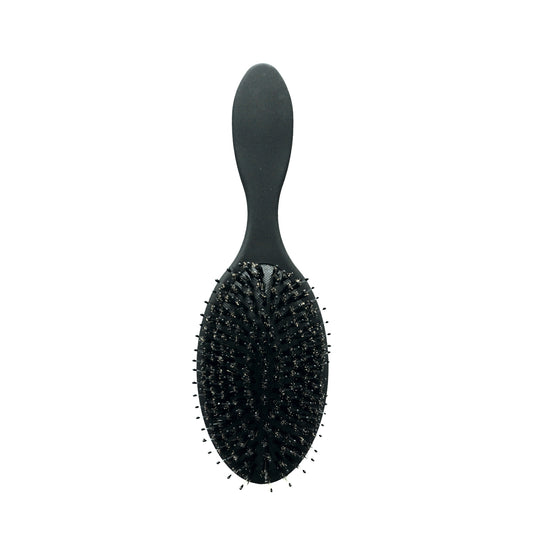 8.5in Paddle Cushion Brush - Nylon and Boar Bristles, Black