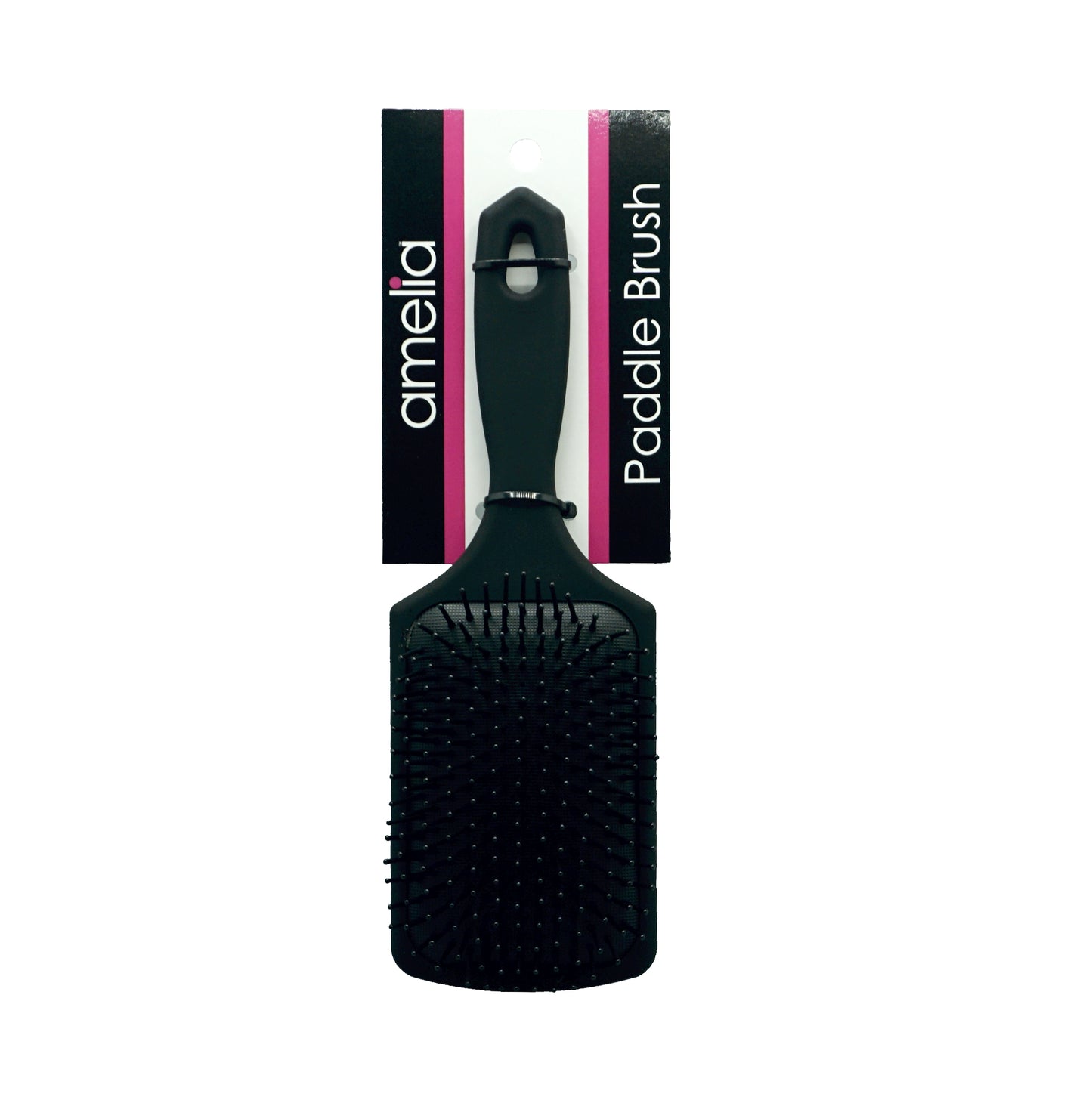 9.5in Paddle Cushion Brush with Hang Hole - Nylon Bristles, Black