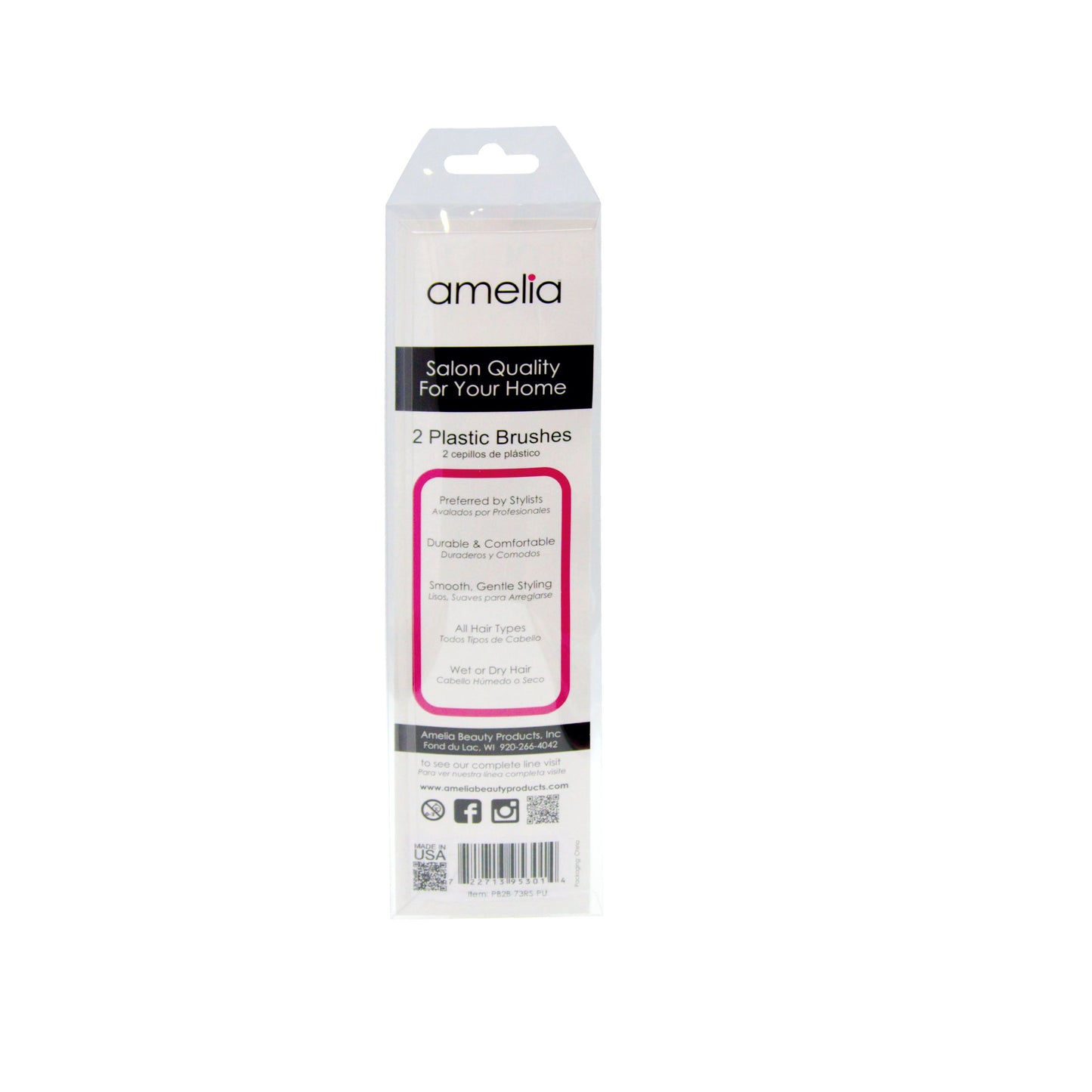 Amelia Beauty, 7in, 3 Row Styling Comb For Detangling, Tease, Defining And Separating Curls - Purple