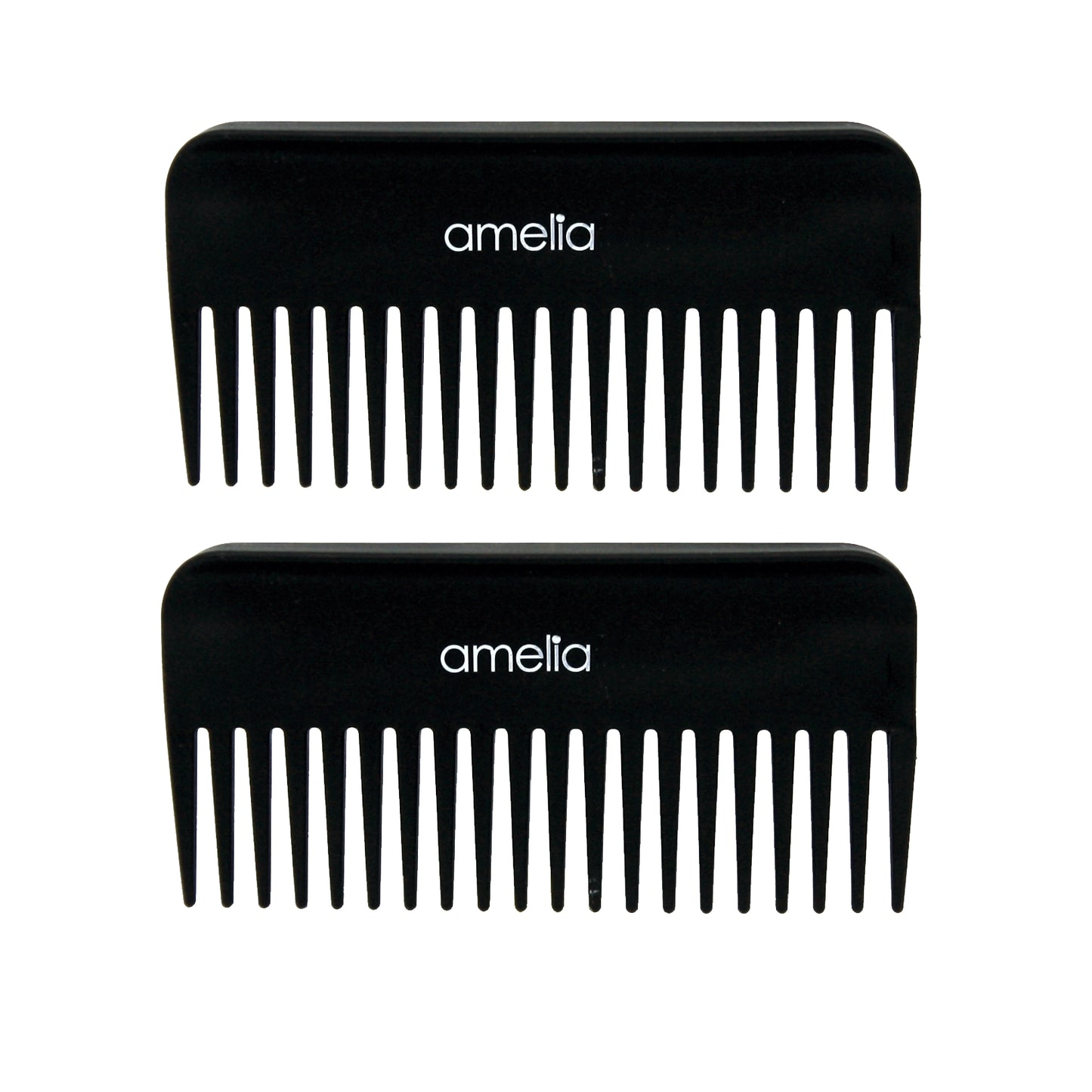 Amelia Beauty,6in Black Plastic Detangling Rake Comb, Professional Grade Comb,  Portable Salon Barber Shop Black Everyday Styling Rake Comb Hair Styling Tool, 6"x3.25", 2 Pack