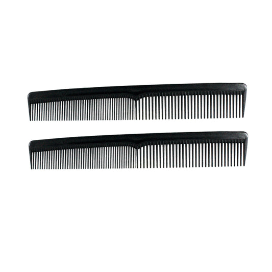 Amelia Beauty, 7in Black Plastic Styling Comb, Made in USA, Professional Grade Pocket Hair Comb, Blending, Cutting Portable Salon Barber Shop Everyday Styling Cutting Hair Styling Tool, 2 Pack