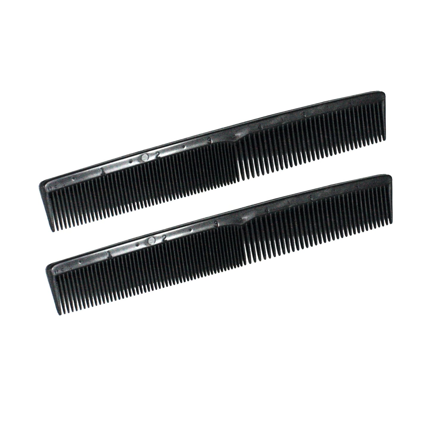 Amelia Beauty, 7in Black Plastic Styling Comb with Inch Marks, Made in USA, Professional Grade Hair Comb, Portable Salon Barber Shop Everyday Styling Cutting Hair Styling Tool, 7"x1.25", 2 Pack