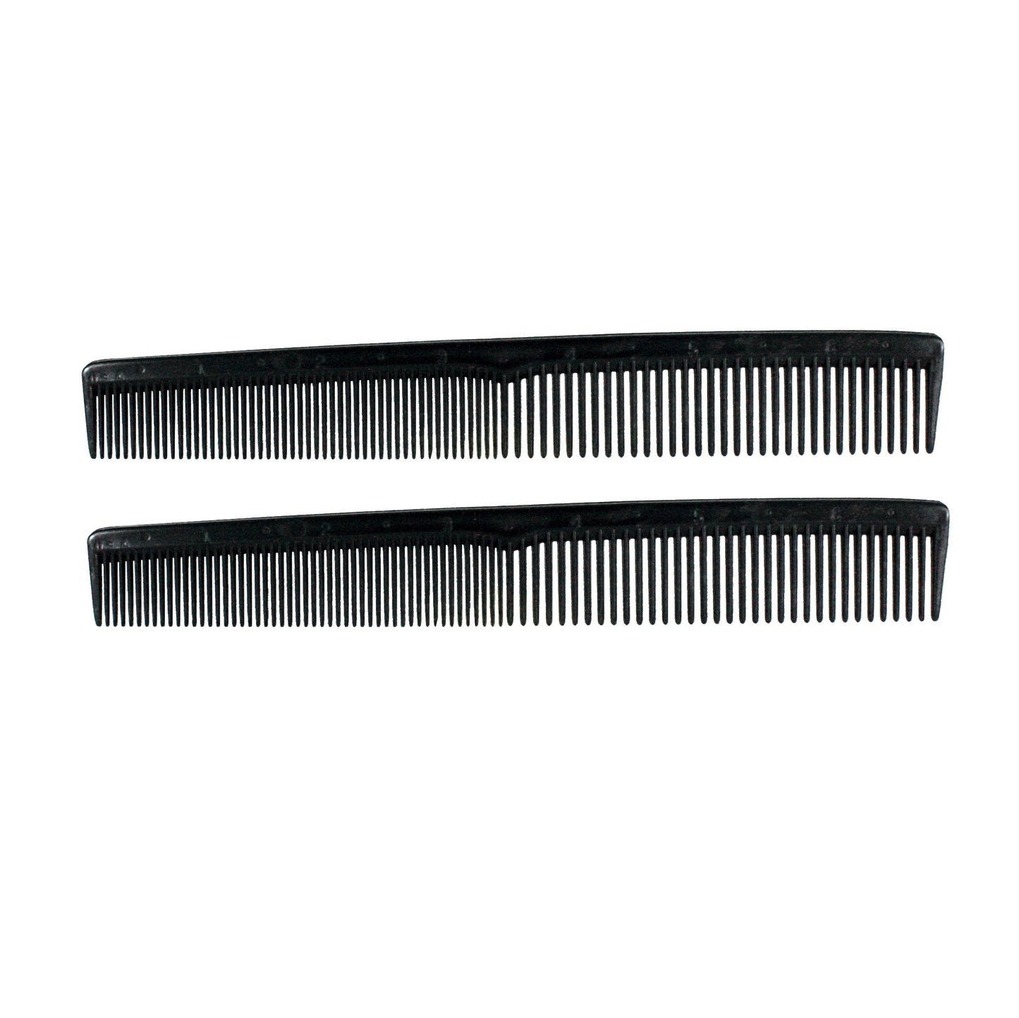 Amelia Beauty, 7in Black Plastic Styling Comb with Inch Marks, Made in USA, Professional Grade Hair Comb, Portable Salon Barber Shop Everyday Styling Cutting Hair Styling Tool, 7"x1.25", 2 Pack