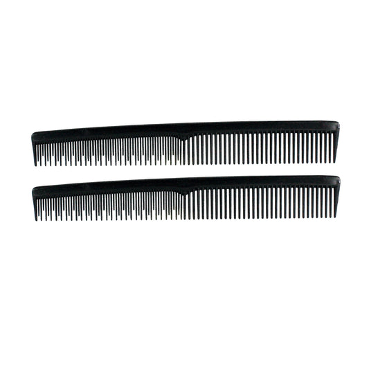 Amelia Beauty, 7in Black Plastic Styling Tease Comb with Inch Marks, Made in USA, Professional Grade Hair Comb, For Wet, Tangled Hair, Everyday Styling Cutting Hair Styling Tool, 2 Pack