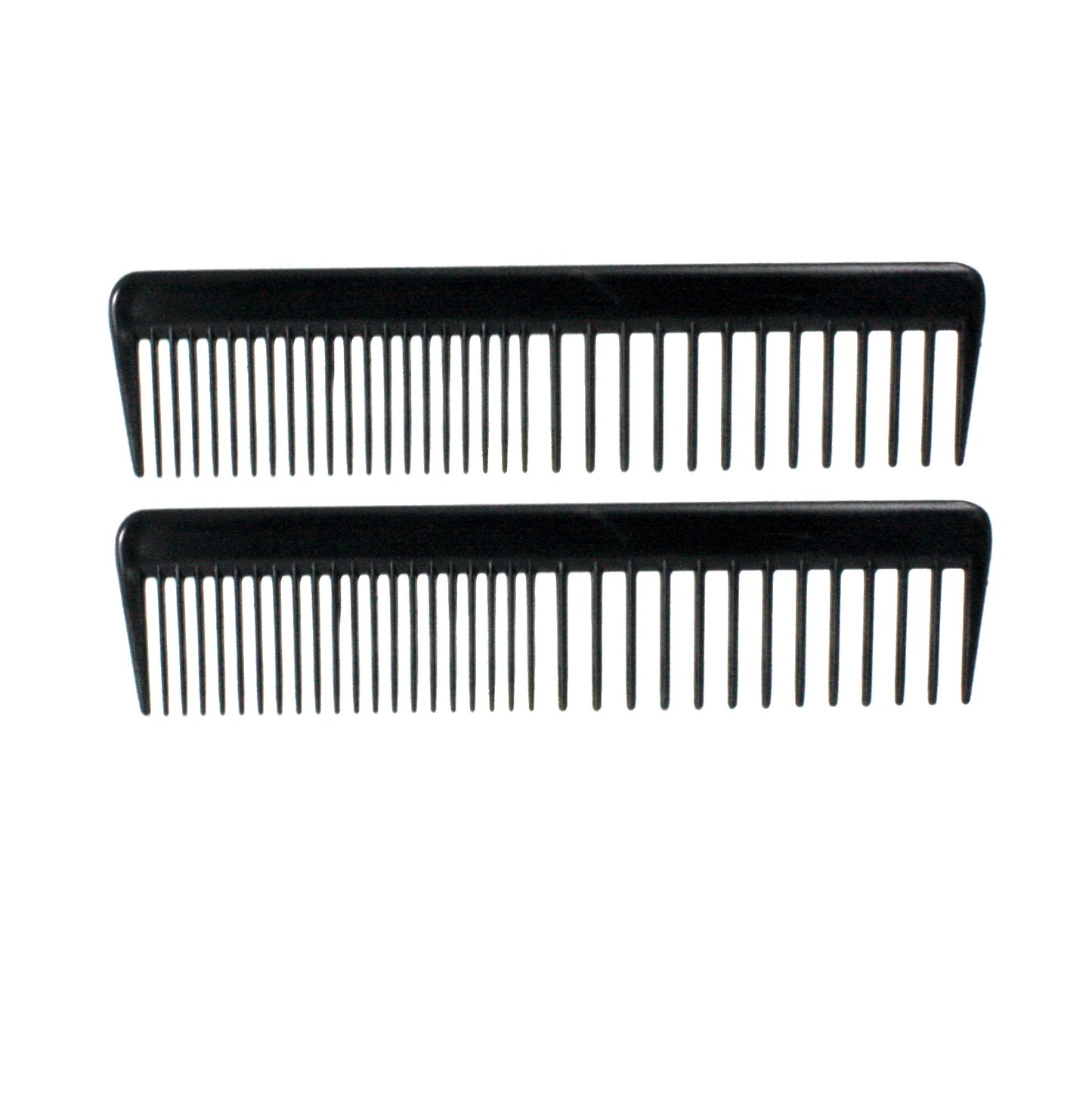 Amelia Beauty, 7in Black Plastic Wide Tooth Comb, Made in USA, Professional Grade Pocket Hair Comb, Wet, Tangled Hair, Portable Salon Barber Shop Everyday Styling Cutting Hair Styling Tool, 2 Pack