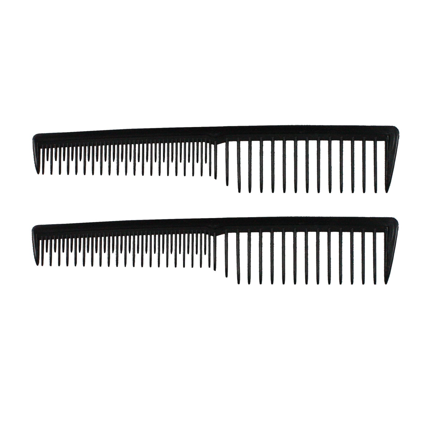Amelia Beauty, 7in Black Plastic Wide Tooth Tease Comb, Made in USA, Professional Grade Pocket Hair Comb, Wet, Tangled Hair, Flip to Lift, Tease,  Everyday Styling Cutting Hair Styling Tool, 2 Pack