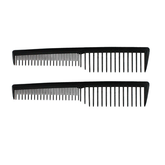 Amelia Beauty, 7in Black Plastic Wide Tooth Tease Comb, Made in USA, Professional Grade Pocket Hair Comb, Wet, Tangled Hair, Flip to Lift, Tease,  Everyday Styling Cutting Hair Styling Tool, 2 Pack