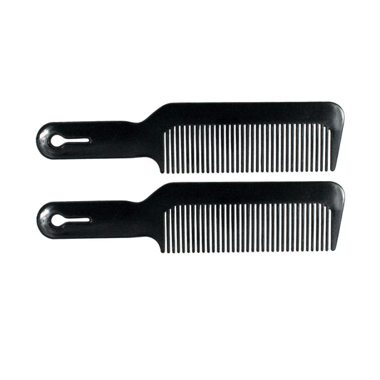 Amelia Beauty, 8.75in Black Plastic Flattop Butch Comb, Made in USA, Professional Grade Hair Comb, For Clipper Cuts and Flattops, Wet or Dry, Everyday Styling Cutting Hair Styling Tool,  2 Pack