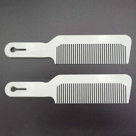 Amelia Beauty, 8.75in White Plastic Flattop Butch Comb, Made in USA, Professional Grade Hair Comb, For Clipper Cuts and Flattops, Wet or Dry, Everyday Styling Cutting Hair Styling Tool, 2 Pack