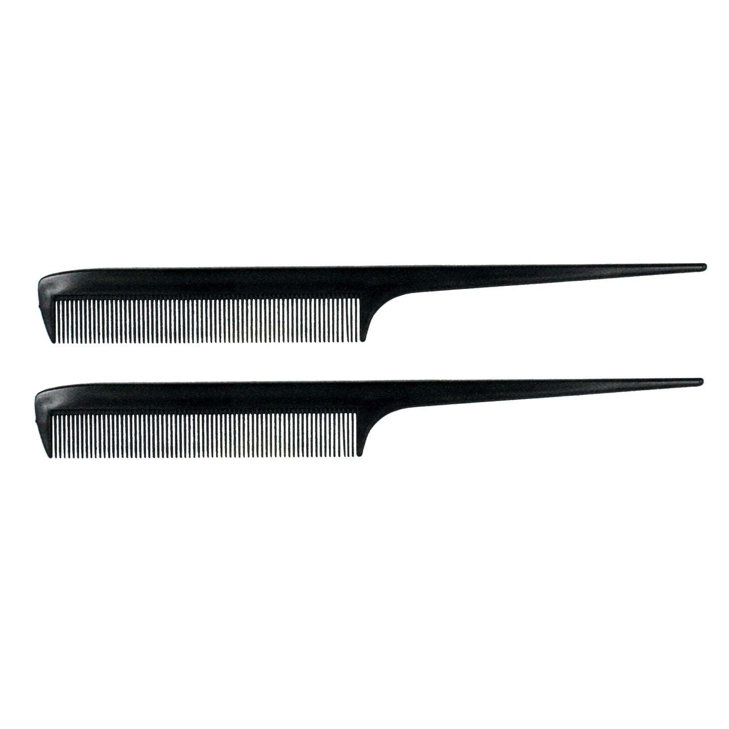 Amelia Beauty, 8.5in Black Plastic Pin Rat Tail Fine Tooth Comb, Professional Grade Hair Comb, For Highlighting, Sectioning & Styling Hair with Long Tail Tip, Wet or Dry, 8.5"x1", 2 Pack