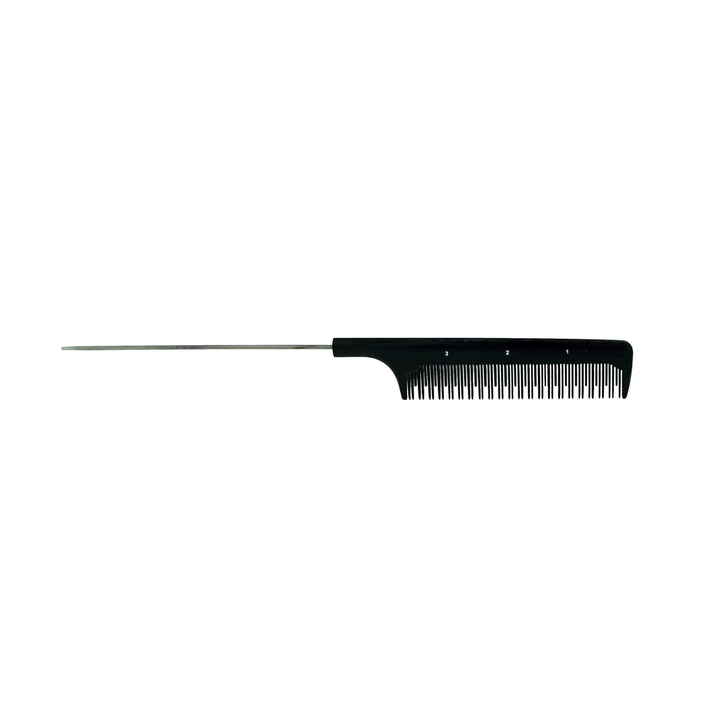 Pegasus 125, 9.75in Hard Rubber Pintail Tease Comb, Smooth Edges, Anti Static, Heat and Chemically Resistant, Stainless Steel Pin, Great for Parting, Coloring Hair | Peines de goma dura - Black