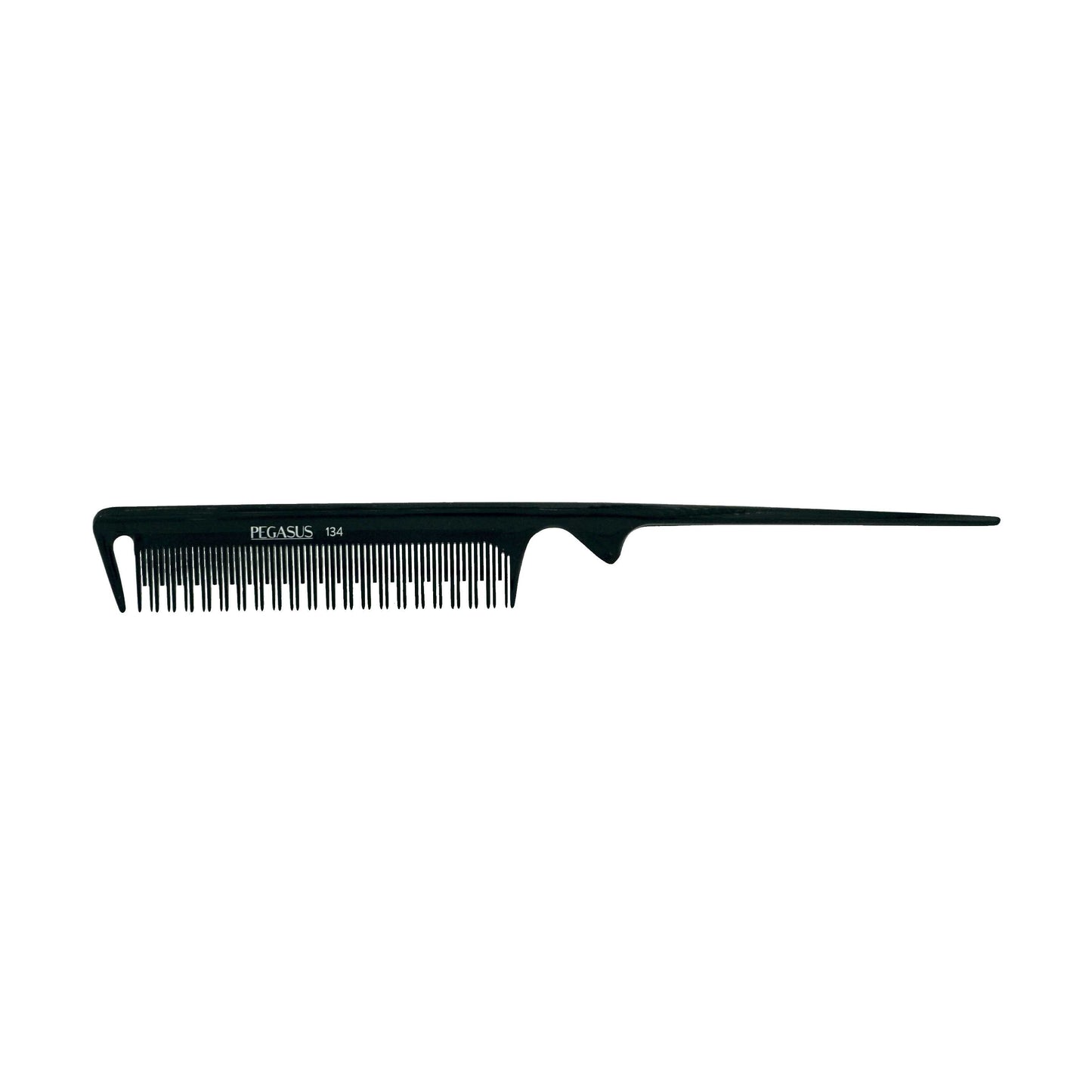 Pegasus 134, 8.5in Hard Rubber Rat Tail Tease Comb with Sectioning, Seamless, Smooth Edges, Anti Static, Heat and Chemically Resistant, Great for Parting, Coloring Hair | Peines de goma dura - Black