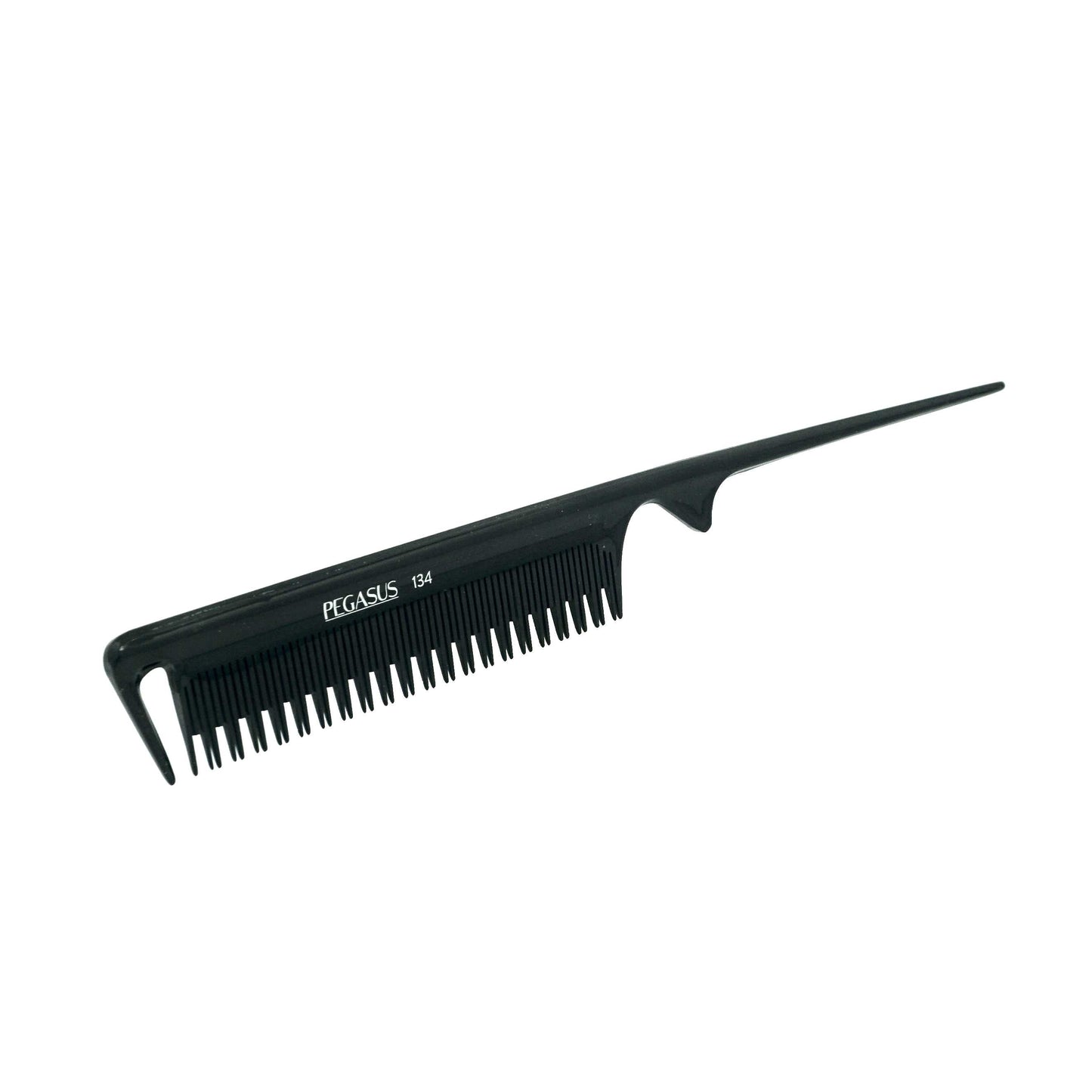 Pegasus 134, 8.5in Hard Rubber Rat Tail Tease Comb with Sectioning, Seamless, Smooth Edges, Anti Static, Heat and Chemically Resistant, Great for Parting, Coloring Hair | Peines de goma dura - Black