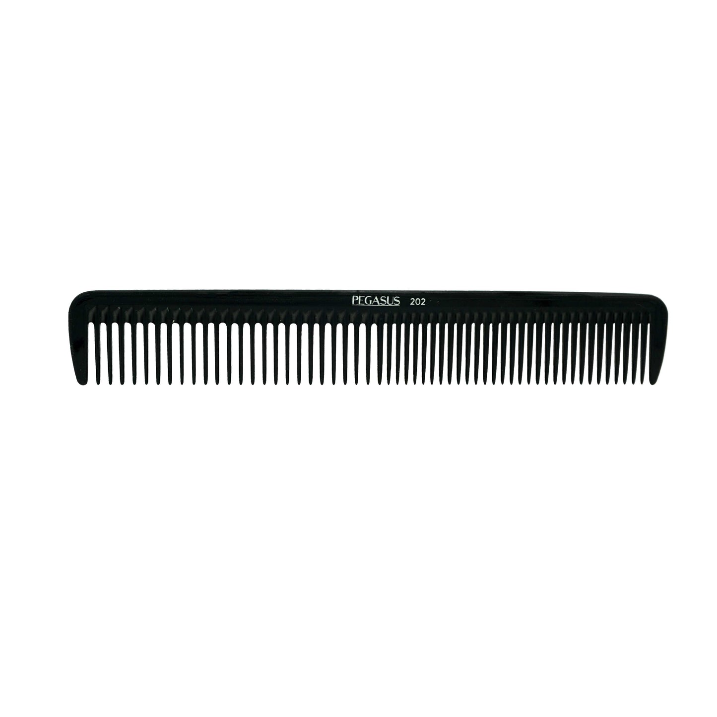 Pegasus 202, 7in Hard Rubber Hair Detangling/Trimmer Course Tooth Comb,  Seamless, Smooth Edges, Anti Static, Heat and Chemically Resistant, Everyday Grooming Comb | Peines de goma dura - Black