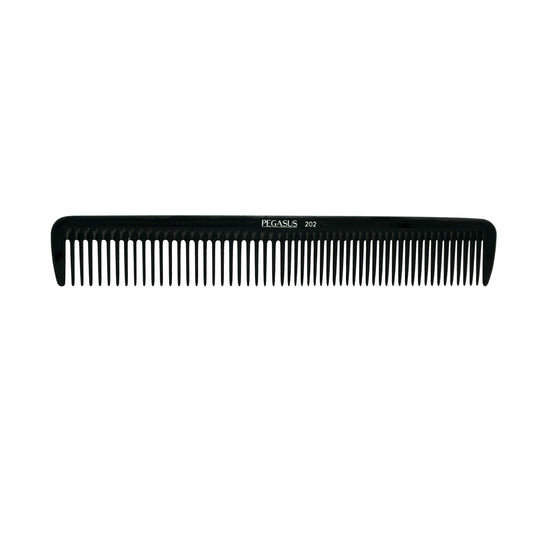 Pegasus 202, 7in Hard Rubber Hair Detangling/Trimmer Course Tooth Comb,  Seamless, Smooth Edges, Anti Static, Heat and Chemically Resistant, Everyday Grooming Comb | Peines de goma dura - Black