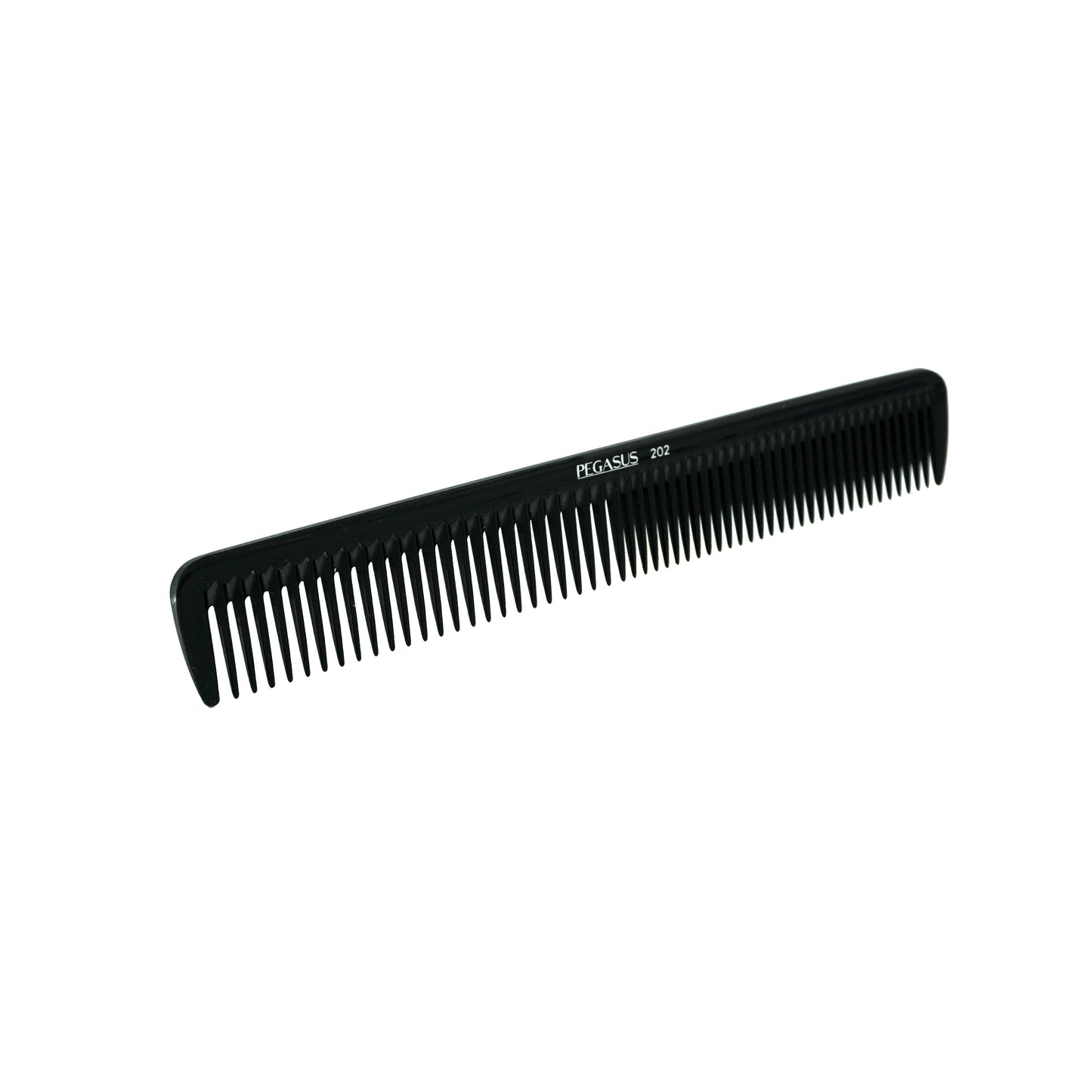 Pegasus 202, 7in Hard Rubber Hair Detangling/Trimmer Course Tooth Comb,  Seamless, Smooth Edges, Anti Static, Heat and Chemically Resistant, Everyday Grooming Comb | Peines de goma dura - Black