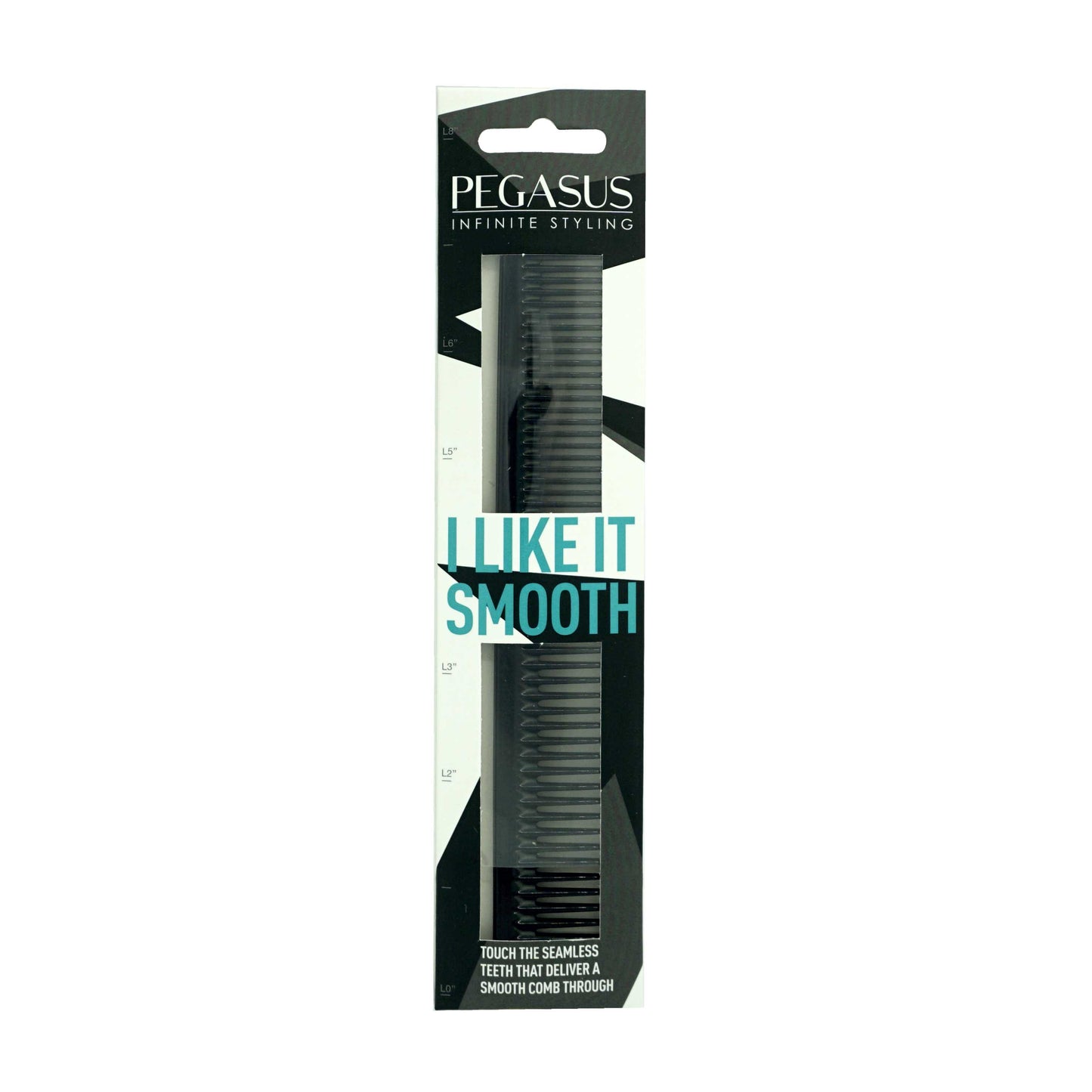 Pegasus 202, 7in Hard Rubber Hair Detangling/Trimmer Course Tooth Comb,  Seamless, Smooth Edges, Anti Static, Heat and Chemically Resistant, Everyday Grooming Comb | Peines de goma dura - Black