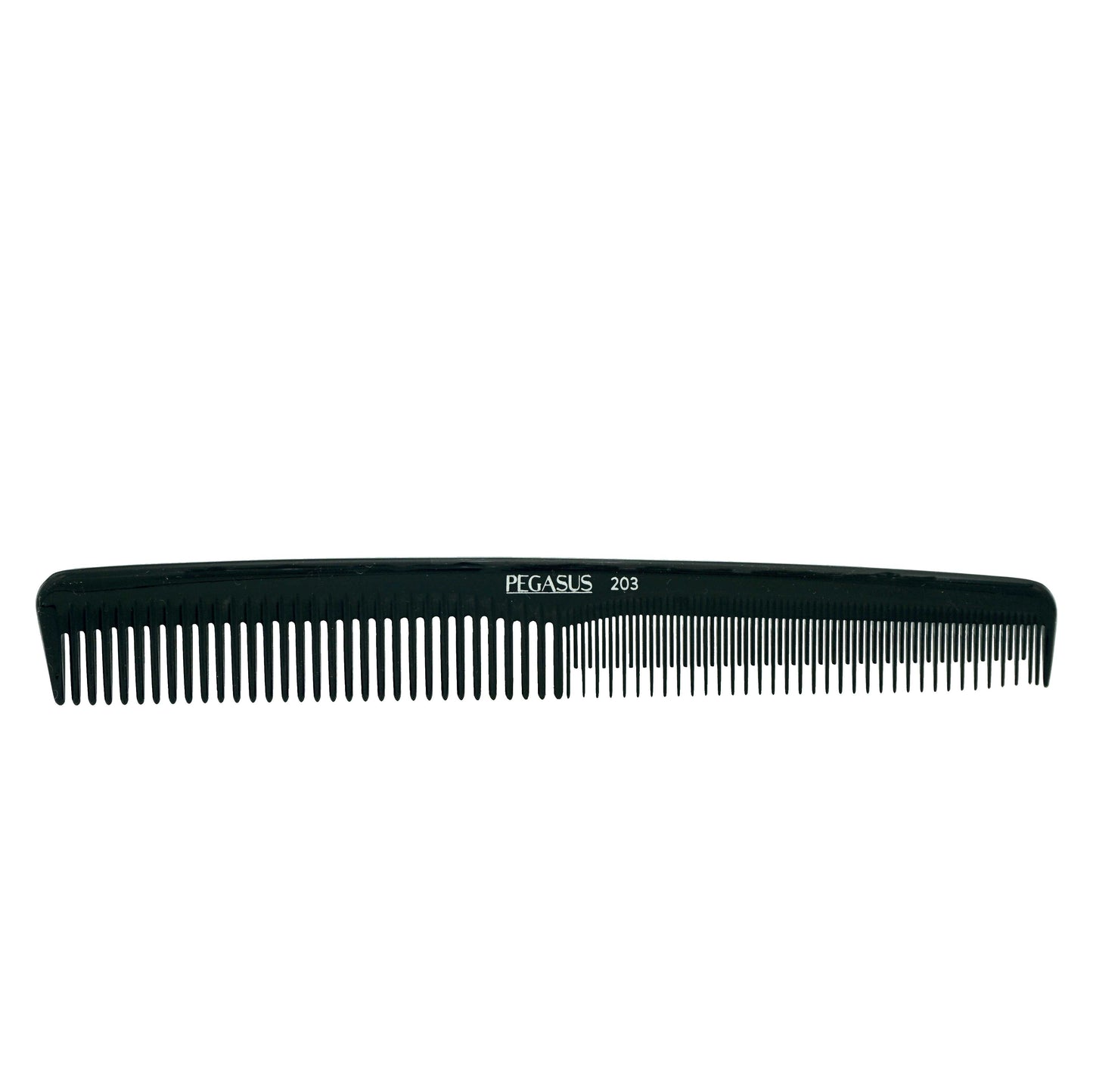 Pegasus 203, 7in Hard Rubber Hair Trimming/Cutting Tease Comb, Handmade, Seamless, Smooth Edges, Anti Static, Heat and Chemically Resistant, Everyday Grooming Comb | Peines de goma dura - Black