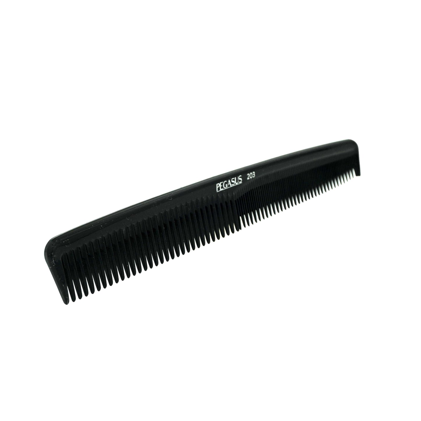Pegasus 203, 7in Hard Rubber Hair Trimming/Cutting Tease Comb, Handmade, Seamless, Smooth Edges, Anti Static, Heat and Chemically Resistant, Everyday Grooming Comb | Peines de goma dura - Black