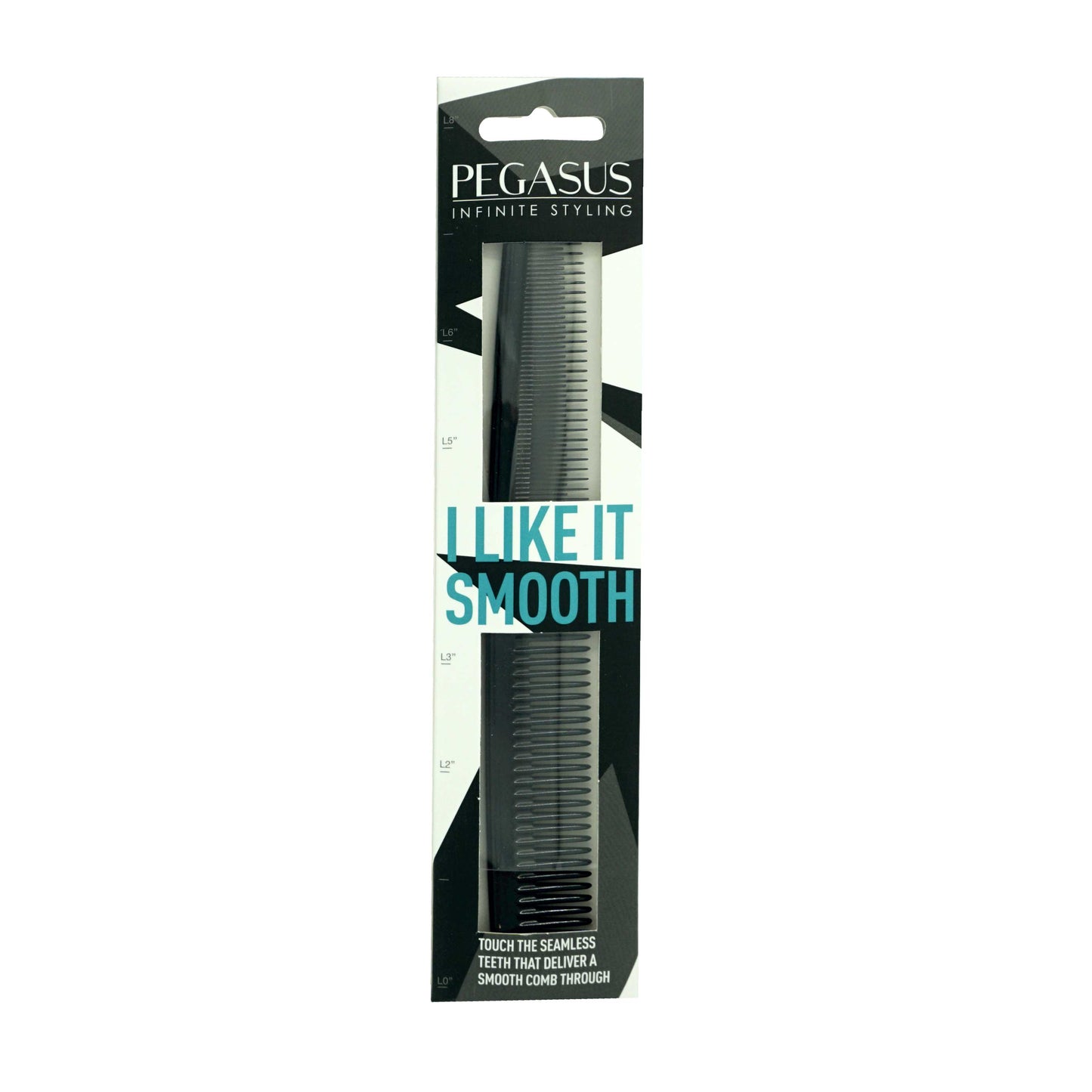 Pegasus 203, 7in Hard Rubber Hair Trimming/Cutting Tease Comb, Handmade, Seamless, Smooth Edges, Anti Static, Heat and Chemically Resistant, Everyday Grooming Comb | Peines de goma dura - Black