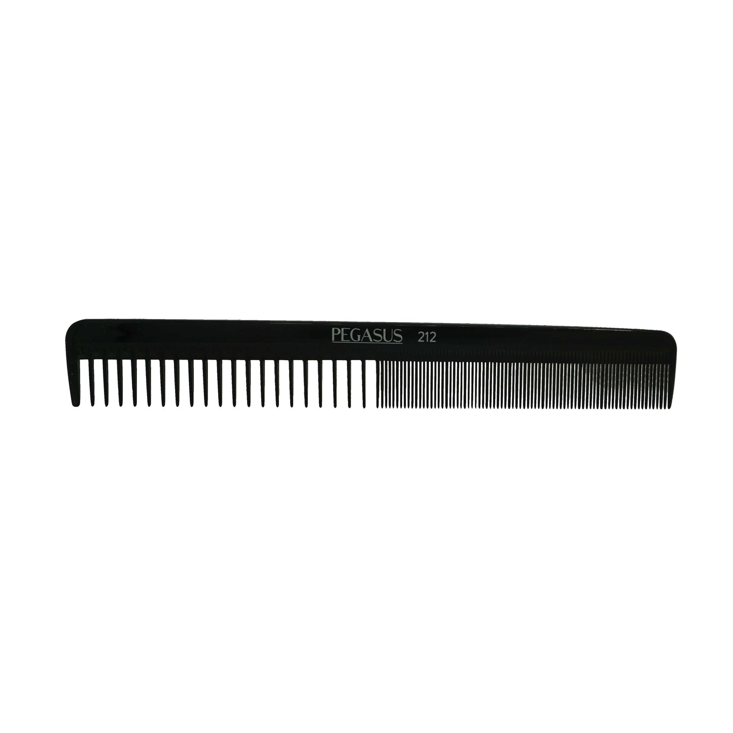 Pegasus 212, 8.25in Hard Rubber Styling Comb with Extra Course and Fine Teeth, Smooth Edges, Anti Static, Heat and Chemically Resistant, Wet Hair, Everyday Grooming Comb | Peines de goma dura - Black