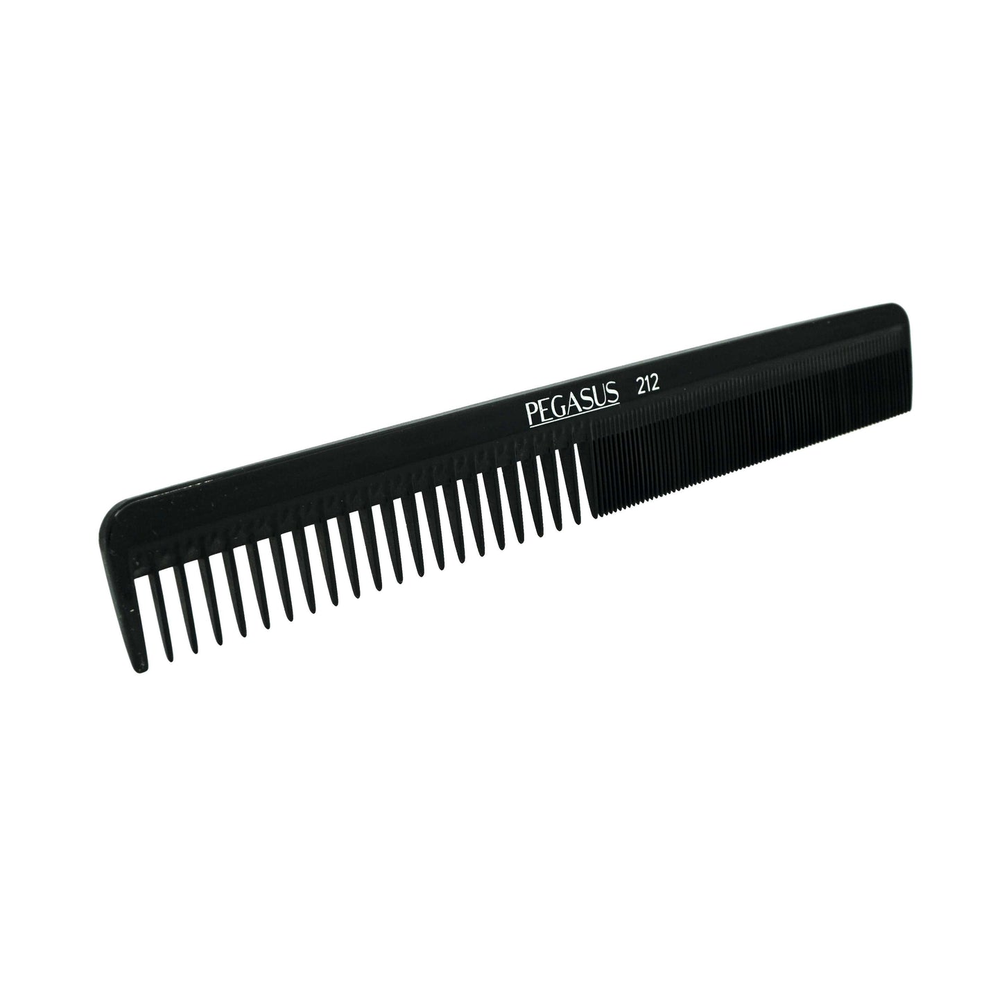 Pegasus 212, 8.25in Hard Rubber Styling Comb with Extra Course and Fine Teeth, Smooth Edges, Anti Static, Heat and Chemically Resistant, Wet Hair, Everyday Grooming Comb | Peines de goma dura - Black
