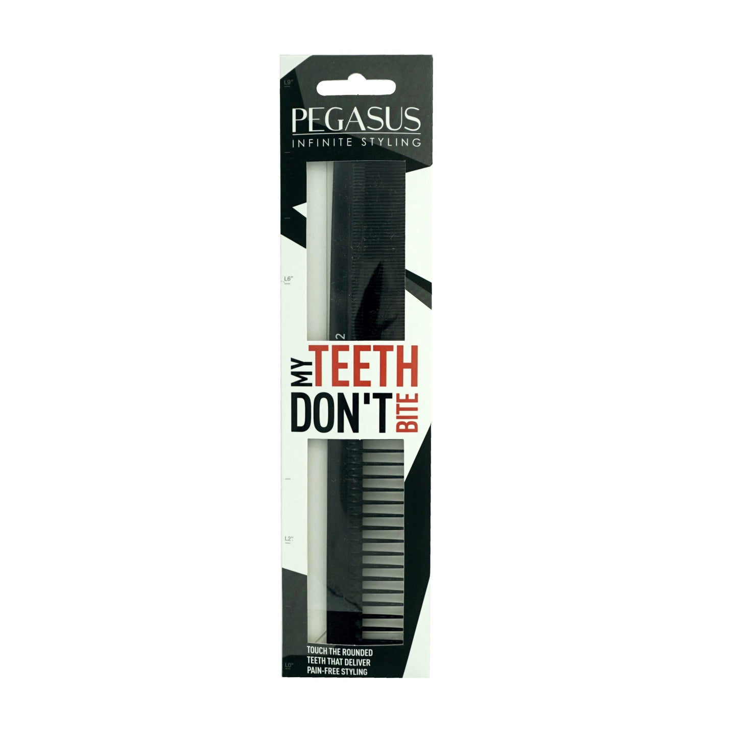 Pegasus 212, 8.25in Hard Rubber Styling Comb with Extra Course and Fine Teeth, Smooth Edges, Anti Static, Heat and Chemically Resistant, Wet Hair, Everyday Grooming Comb | Peines de goma dura - Black