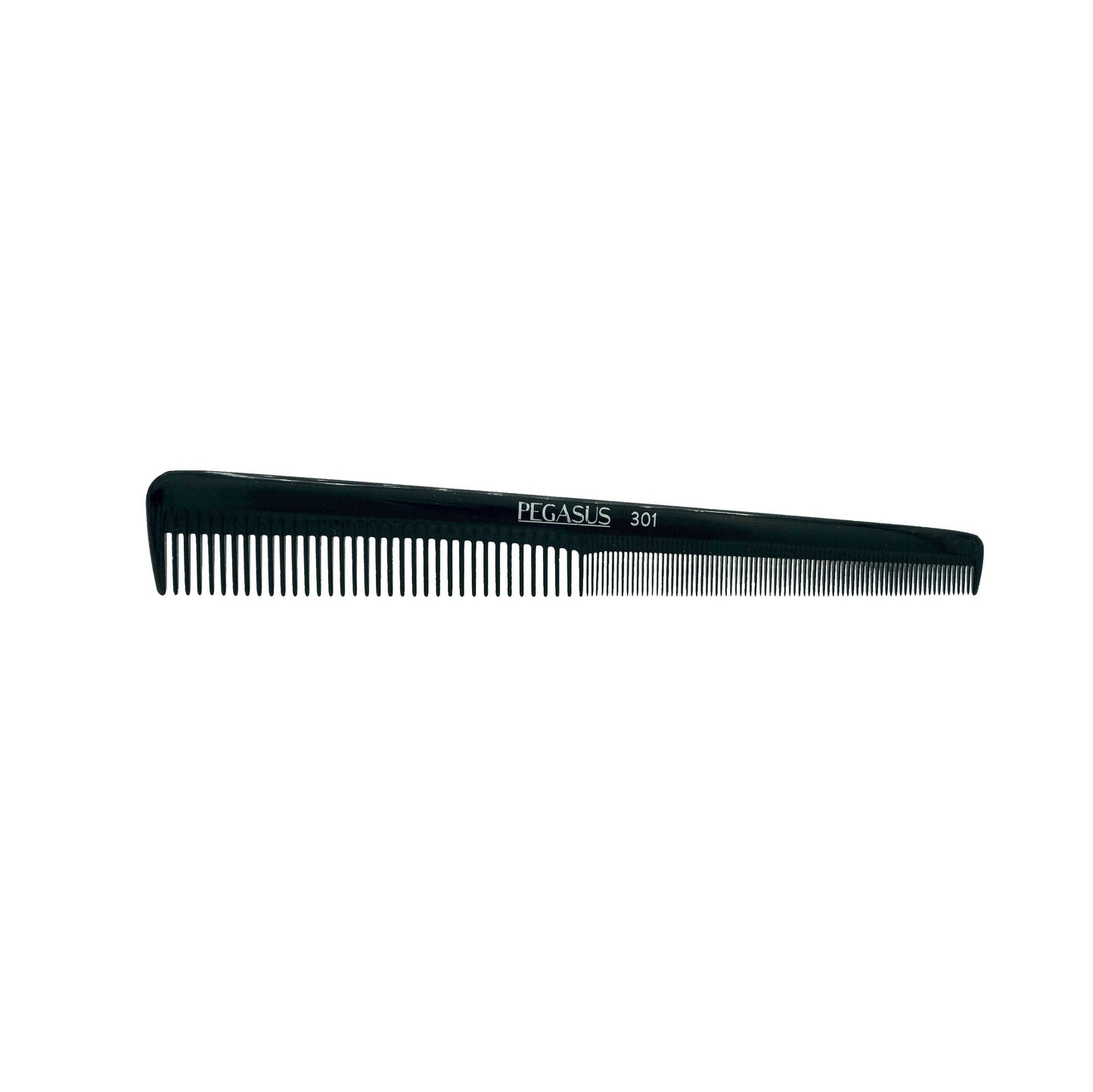 Pegasus 301, 7in Hard Rubber Heavy Barber Comb, Handmade, Seamless, Smooth Edges, Anti Static, Heat and Chemically Resistant, Wet Hair, Everyday Grooming Comb | Peines de goma dura - Black