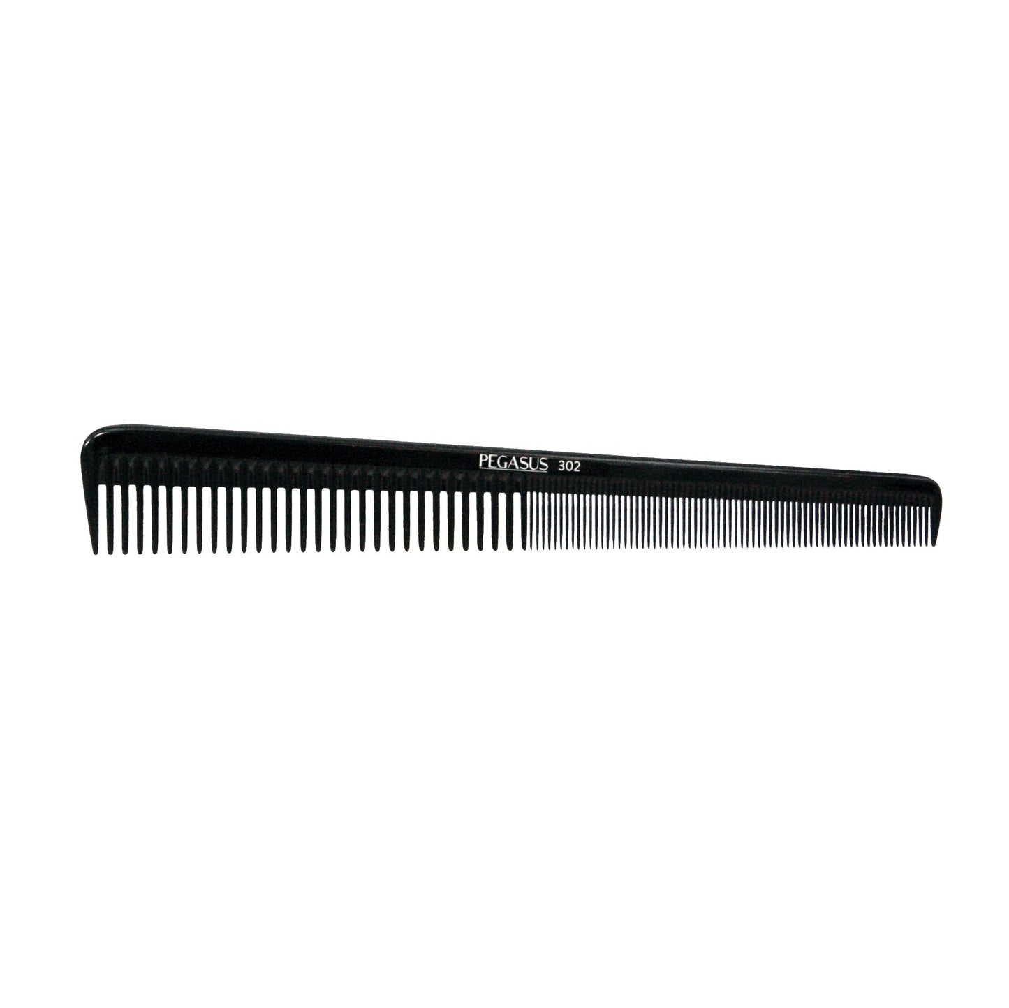 Pegasus 302, 7in Hard Rubber Barber Comb with Extra Fine Teeth, Seamless, Smooth Edges, Anti Static, Heat and Chemically Resistant, Wet Hair, Everyday Grooming Comb | Peines de goma dura - Black
