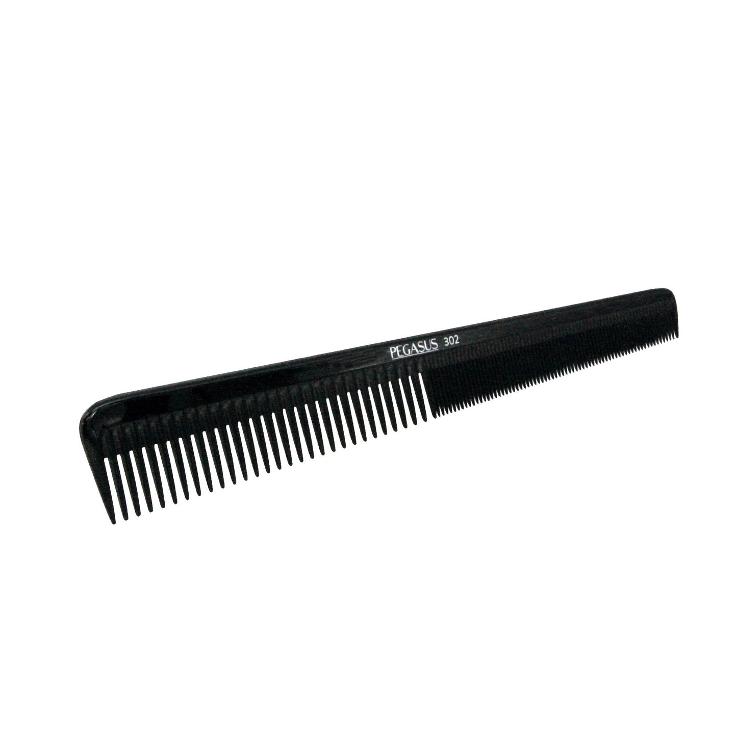 Pegasus 302, 7in Hard Rubber Barber Comb with Extra Fine Teeth, Seamless, Smooth Edges, Anti Static, Heat and Chemically Resistant, Wet Hair, Everyday Grooming Comb | Peines de goma dura - Black