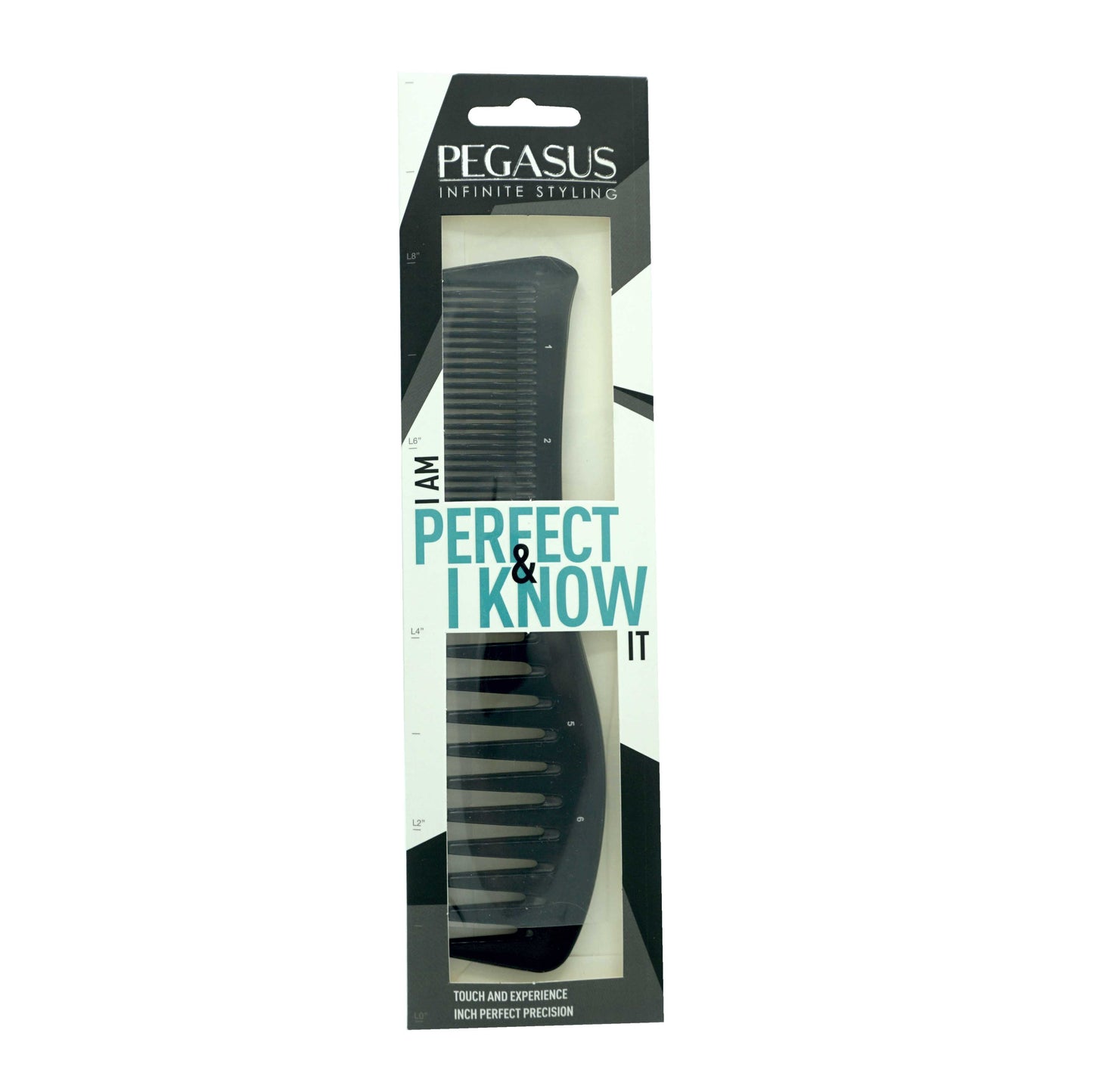 Pegasus 401, 7.75in Hard Rubber Curved Styling Comb, Handmade, Seamless, Smooth Edges, Anti Static, Heat and Chemically Resistant, Wet Hair, Everyday Grooming Comb | Peines de goma dura - Black