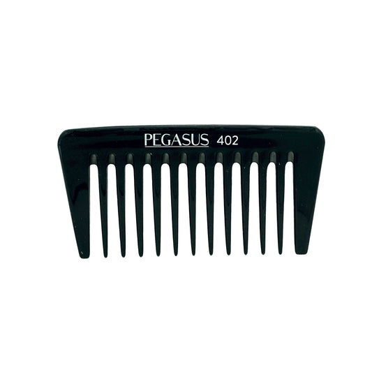 Pegasus 402, 5in Hard Rubber Wide Tooth Tall Styling Comb, Handmade, Seamless, Smooth Edges, Anti Static, Heat and Chemically Resistant, Wet Hair, Everyday Grooming Comb | Peines de goma dura - Black