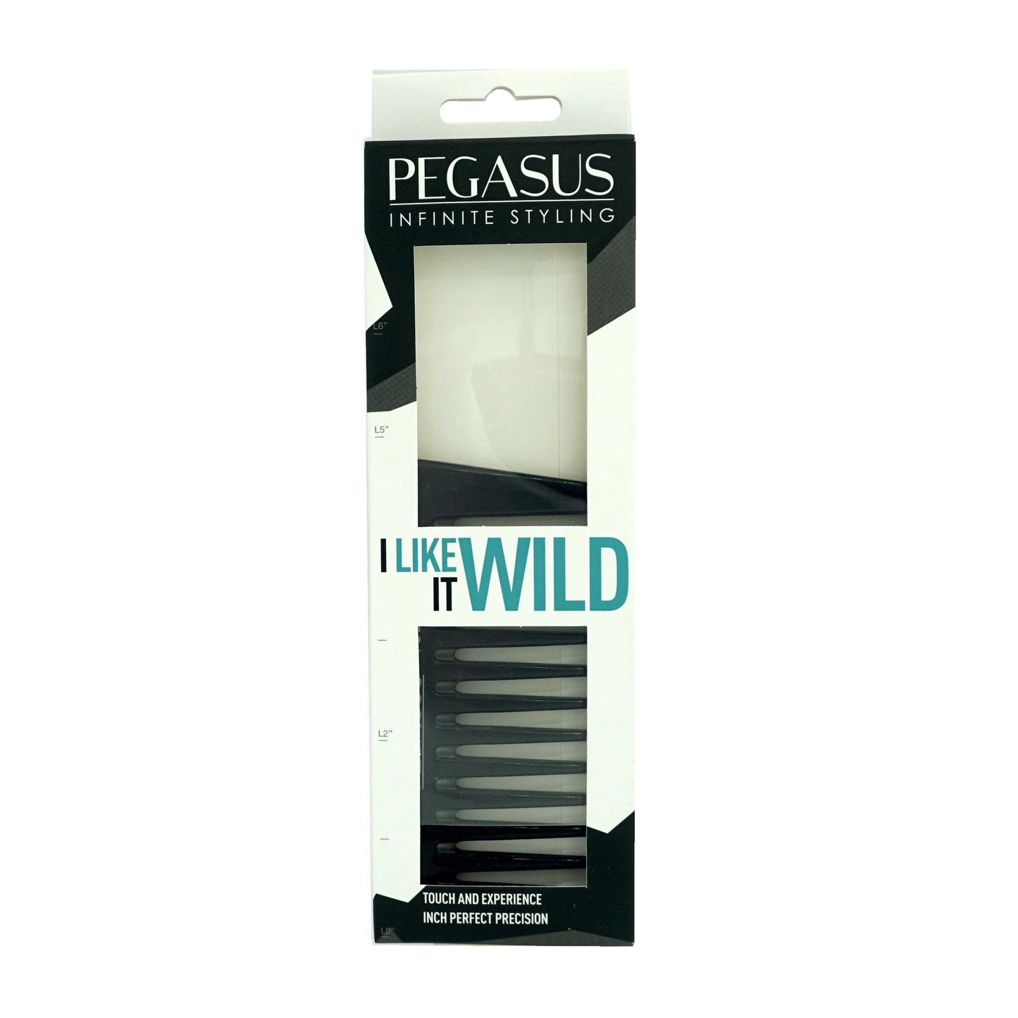 Pegasus 402, 5in Hard Rubber Wide Tooth Tall Styling Comb, Handmade, Seamless, Smooth Edges, Anti Static, Heat and Chemically Resistant, Wet Hair, Everyday Grooming Comb | Peines de goma dura - Black
