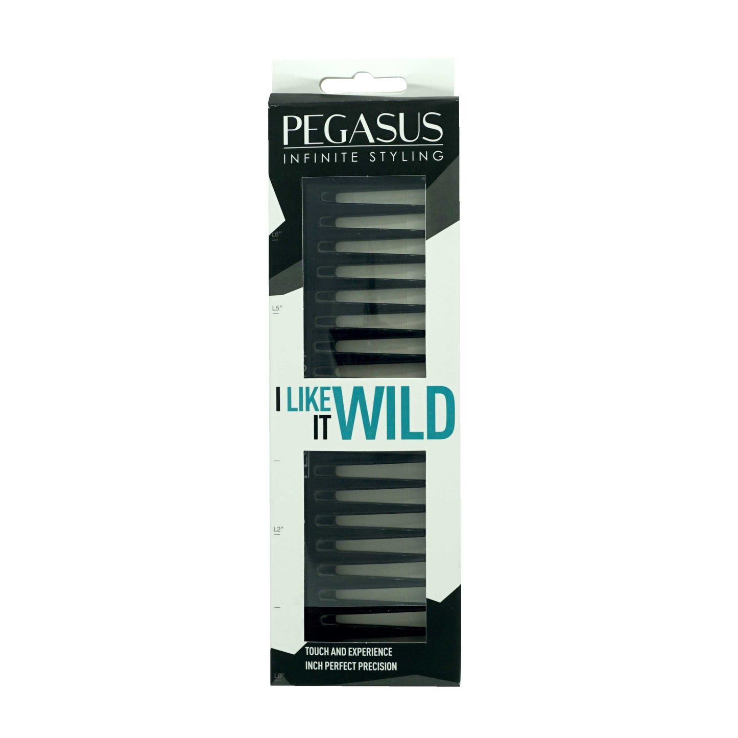 Pegasus 404, 7in Hard Rubber Wide Tooth Tall Styling Comb, Handmade, Seamless, Smooth Edges, Anti Static, Heat and Chemically Resistant, Wet Hair, Everyday Grooming Comb | Peines de goma dura - Black