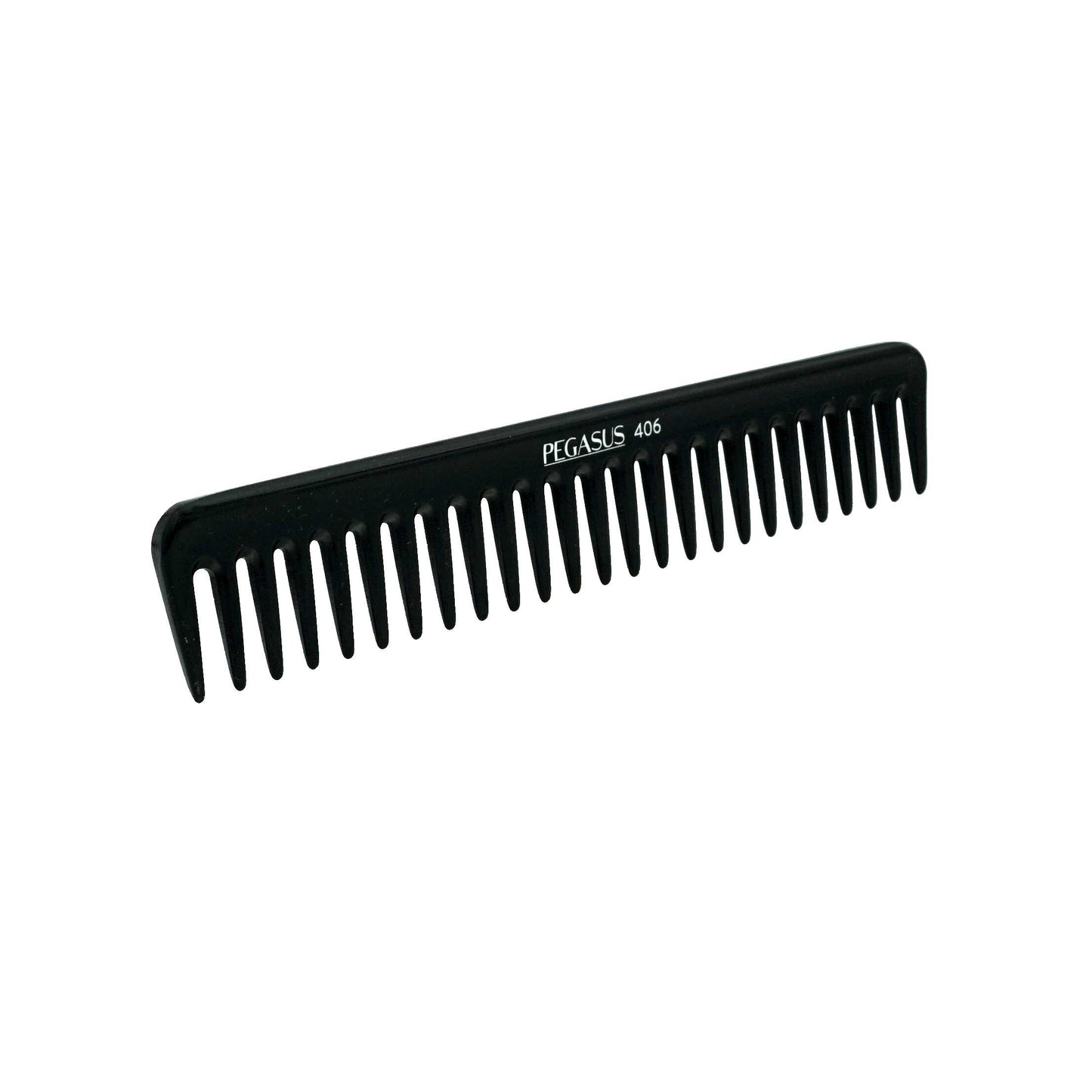 Pegasus 406, 7in Hard Rubber Wide Tooth Styling Comb, Handmade, Seamless, Smooth Edges, Anti Static, Heat and Chemically Resistant, Wet Hair, Everyday Grooming Comb | Peines de goma dura - Black