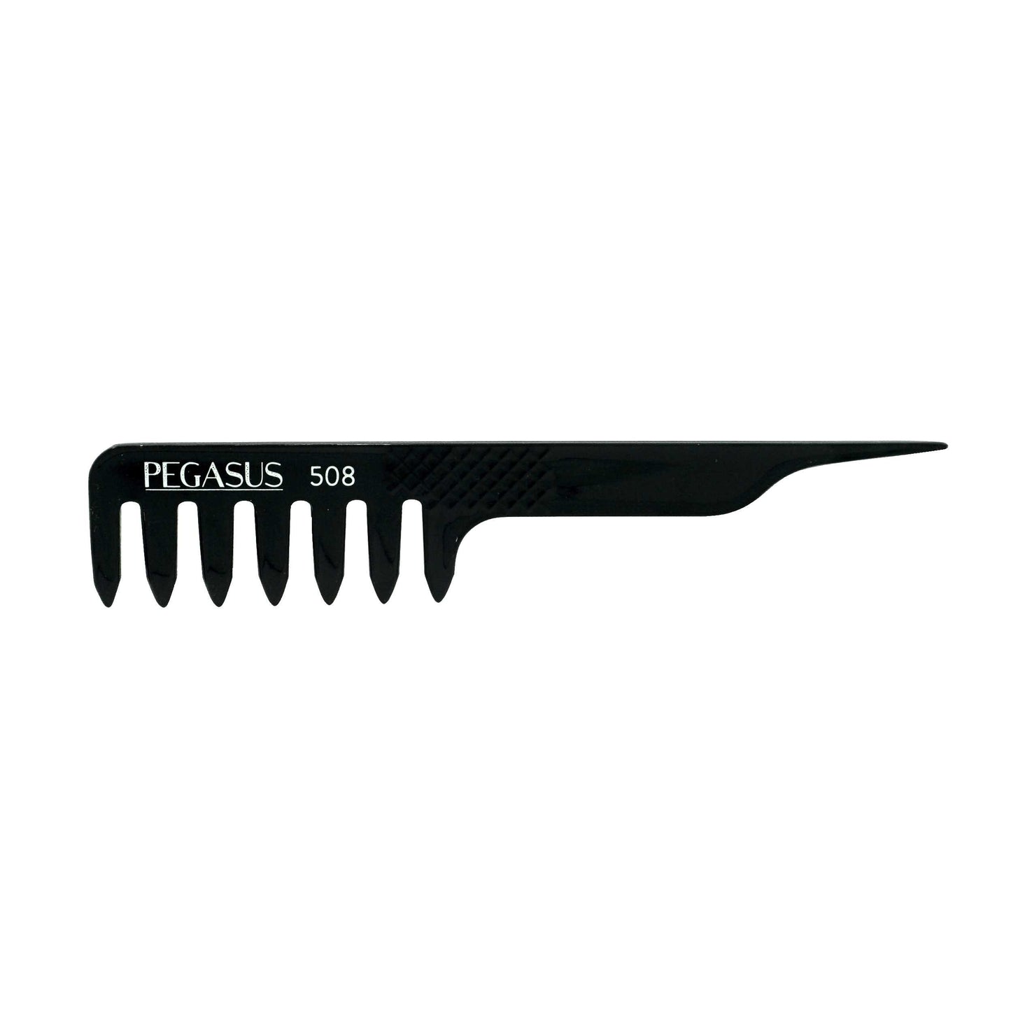 Pegasus 508, 7.5in Blow Dry Comb, Handmade, Seamless, Smooth Edges, Anti Static, Heat and Chemically Resistant, Wet Hair, Everyday Grooming Comb | Peines de goma dura - Black