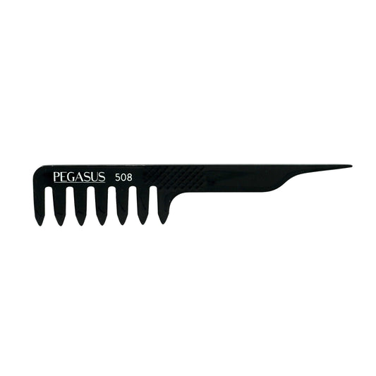 Pegasus 508, 7.5in Blow Dry Comb, Handmade, Seamless, Smooth Edges, Anti Static, Heat and Chemically Resistant, Wet Hair, Everyday Grooming Comb | Peines de goma dura - Black